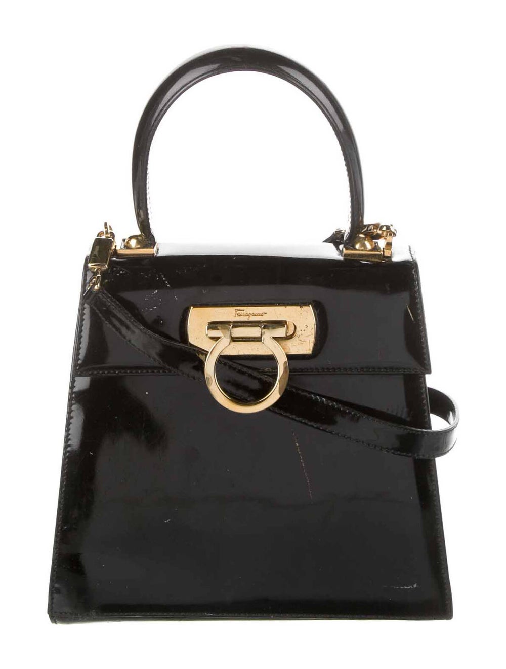 Salvatore Ferragamo Iconic Top Handle Bag Black Handle Bags, Handbags