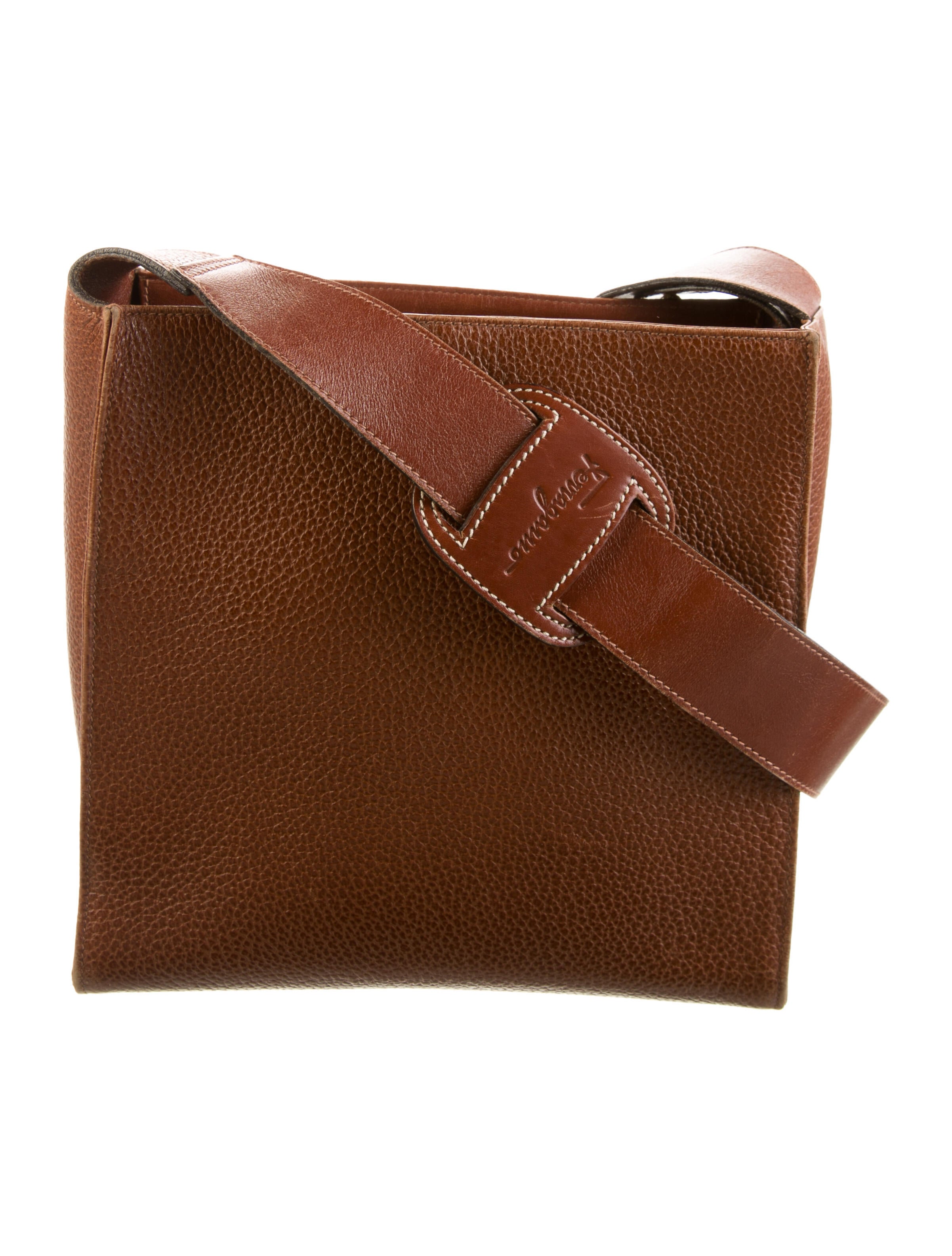 Salvatore Ferragamo Leather Messenger Bag Brown Crossbody Bags, Handbags SAL292709 The