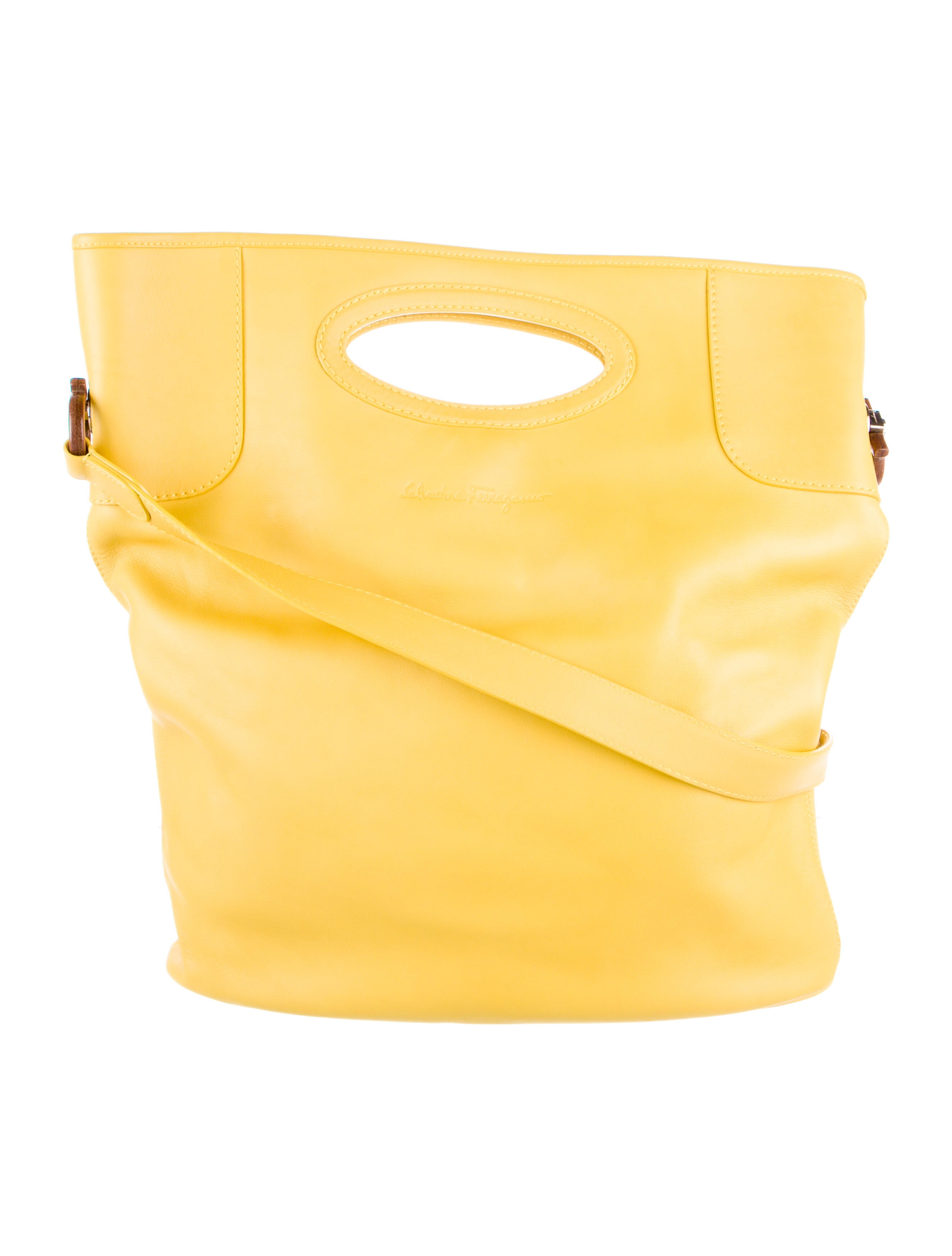 Salvatore Ferragamo Leather Shoulder Bag Yellow Shoulder Bags