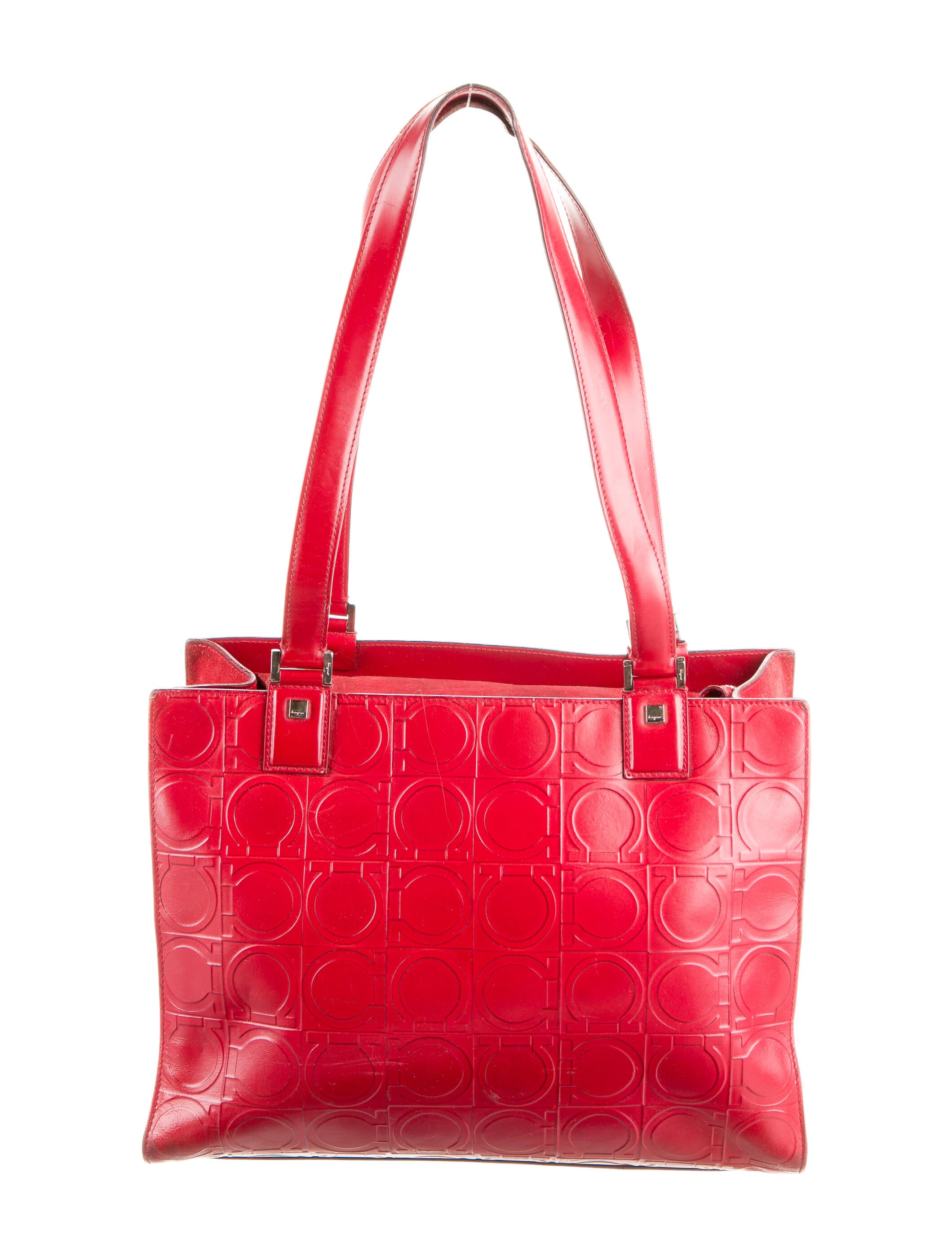 Salvatore Ferragamo Leather Gancini Shoulder Bag Red Shoulder Bags