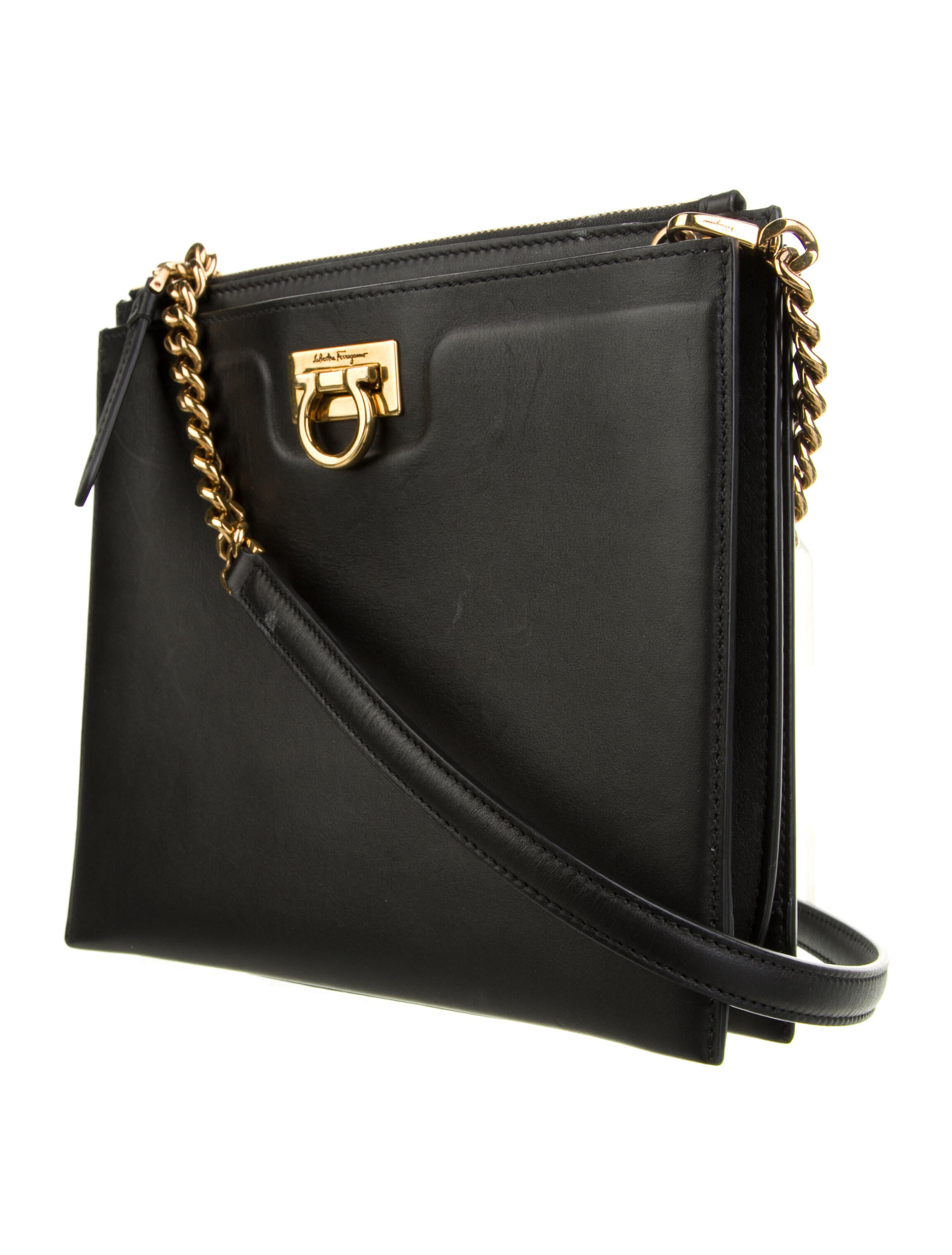 Salvatore Ferragamo Trifolio Crossbody Black Crossbody Bags, Handbags SAL300972 The RealReal