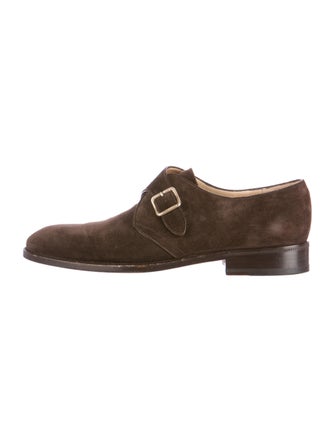 Salvatore Ferragamo Suede Monk Strap Loafers