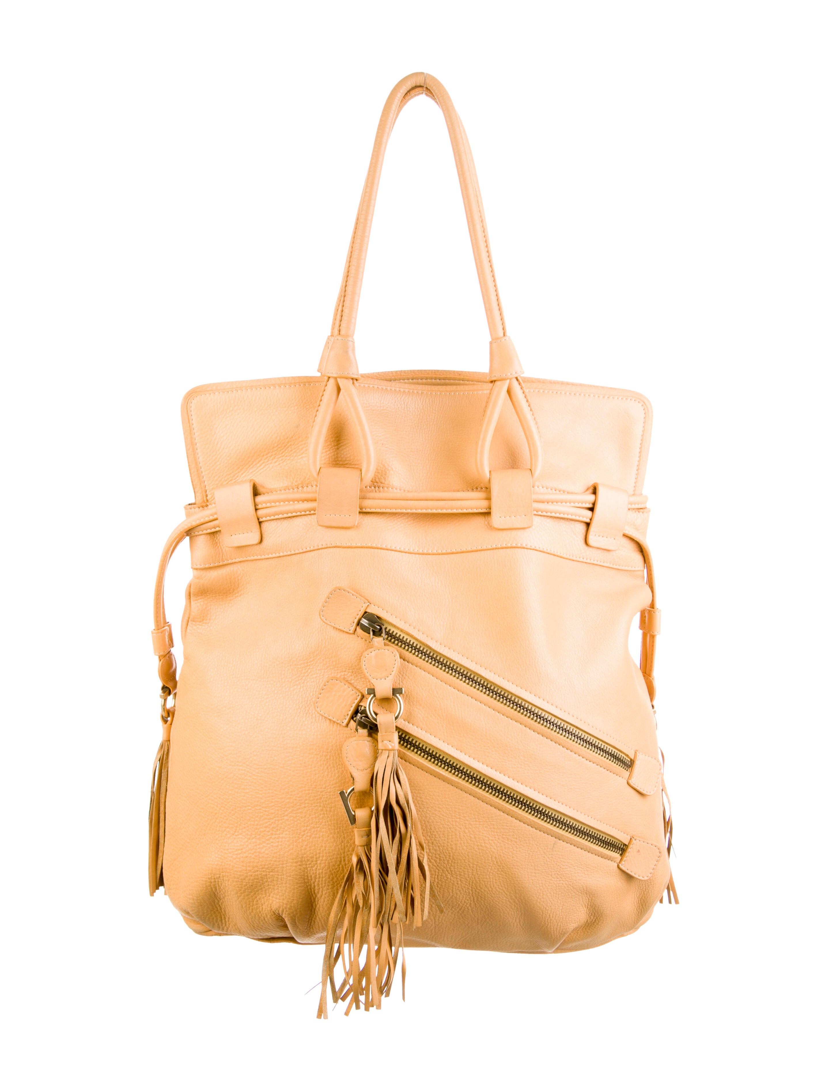 Salvatore Ferragamo Large Leather Hobo Orange Hobos, Handbags