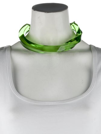 Salvatore Ferragamo Leather Cord & Twisted Plexiglass Collar