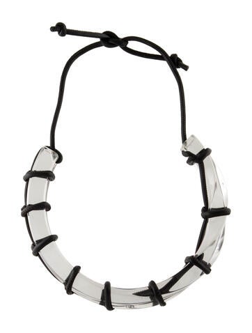 Salvatore Ferragamo Choker Leather Cord & Plexiglass Collar