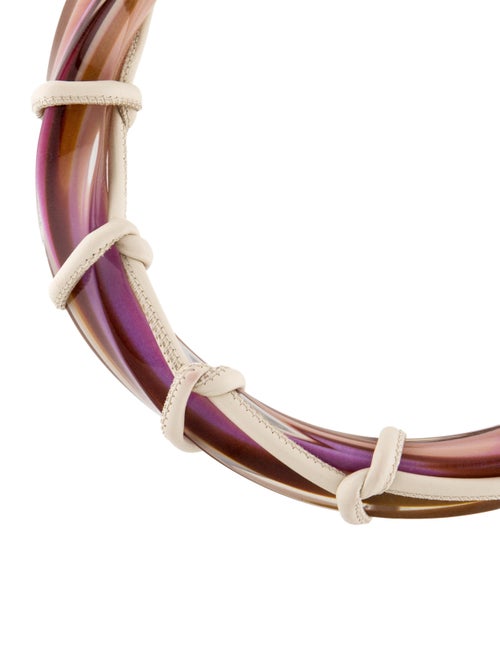 Salvatore Ferragamo Leather Cord & Swirled Plexiglass Collar