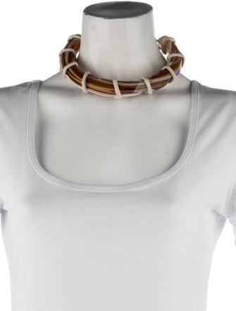 Salvatore Ferragamo Leather Cord & Swirled Plexiglass Collar