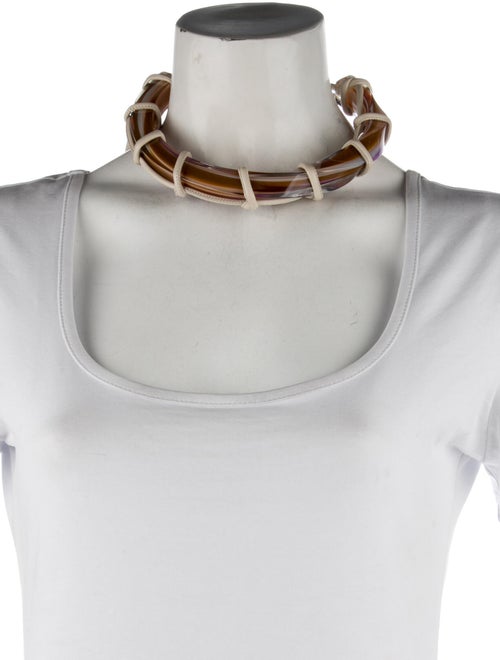 Salvatore Ferragamo Leather Cord & Swirled Plexiglass Collar