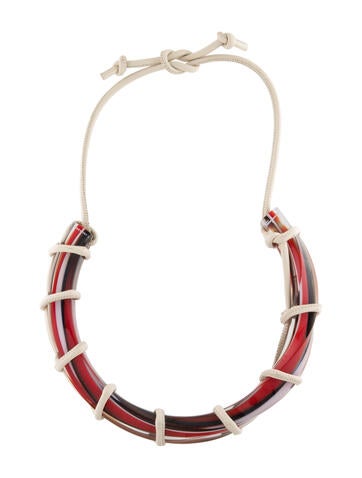 Salvatore Ferragamo Collar Leather & Resin Twisted Necklace