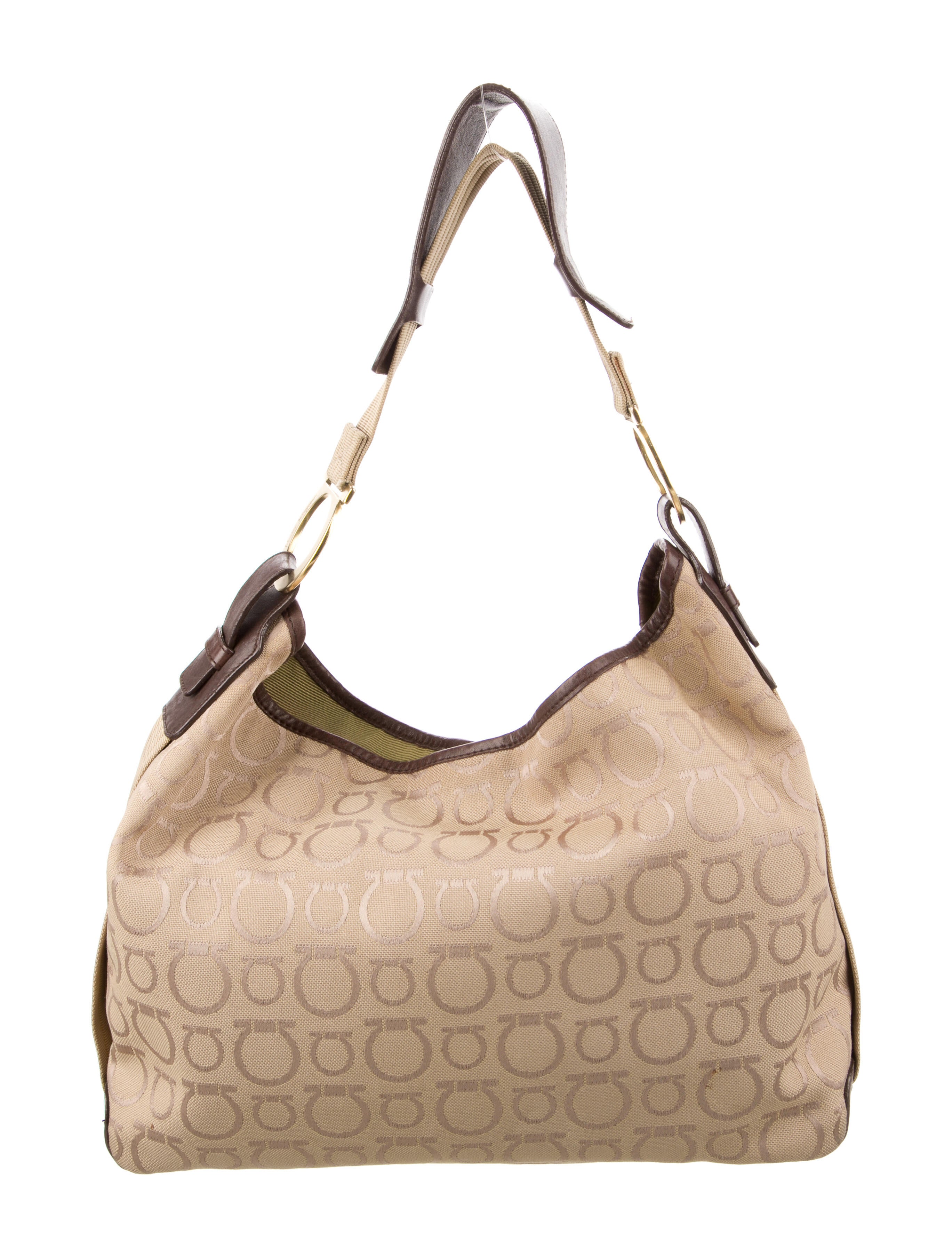 Salvatore Ferragamo Canvas LeatherTrimmed Hobo Neutrals Hobos