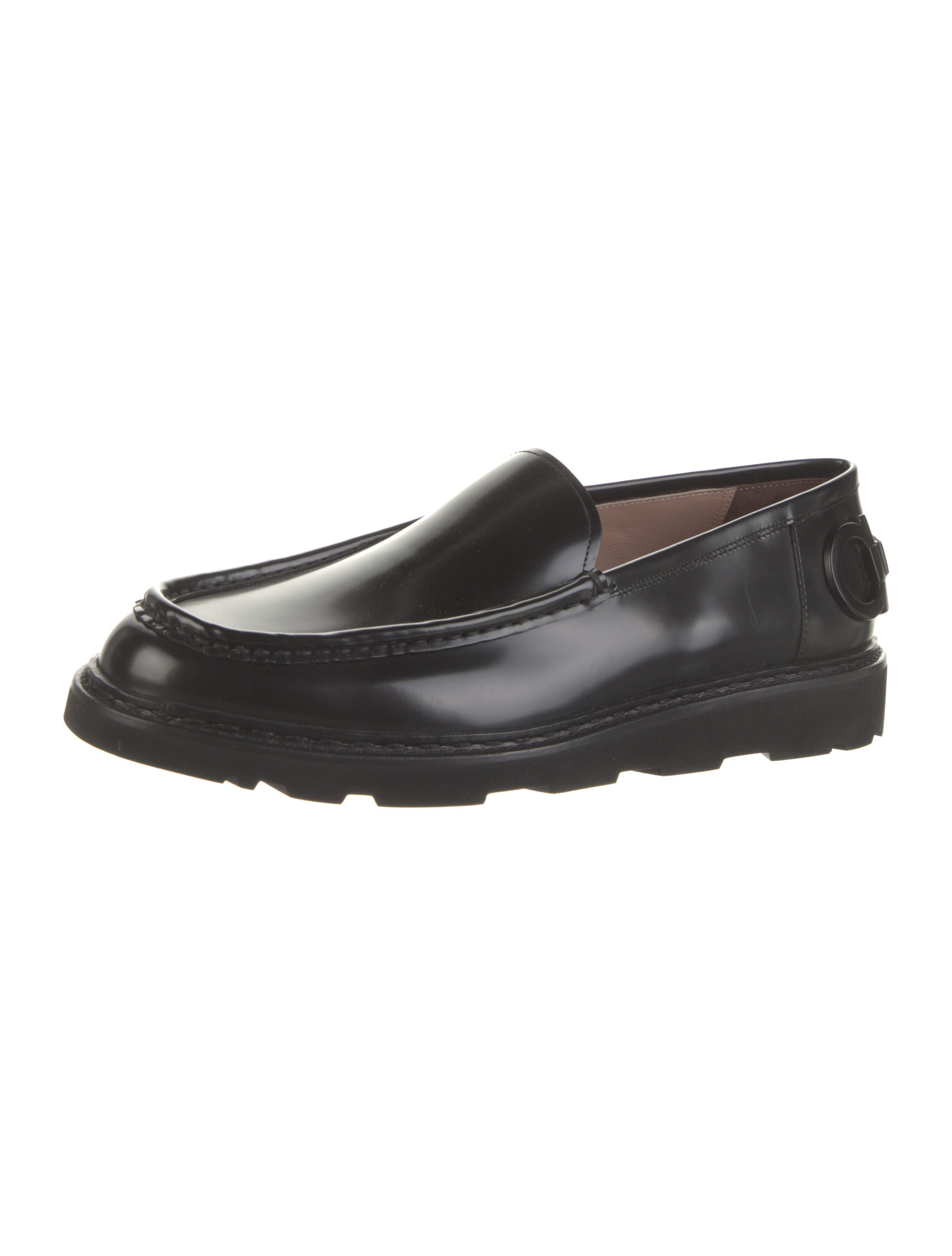 Salvatore Ferragamo Black Calfskin Slip-On Loafers