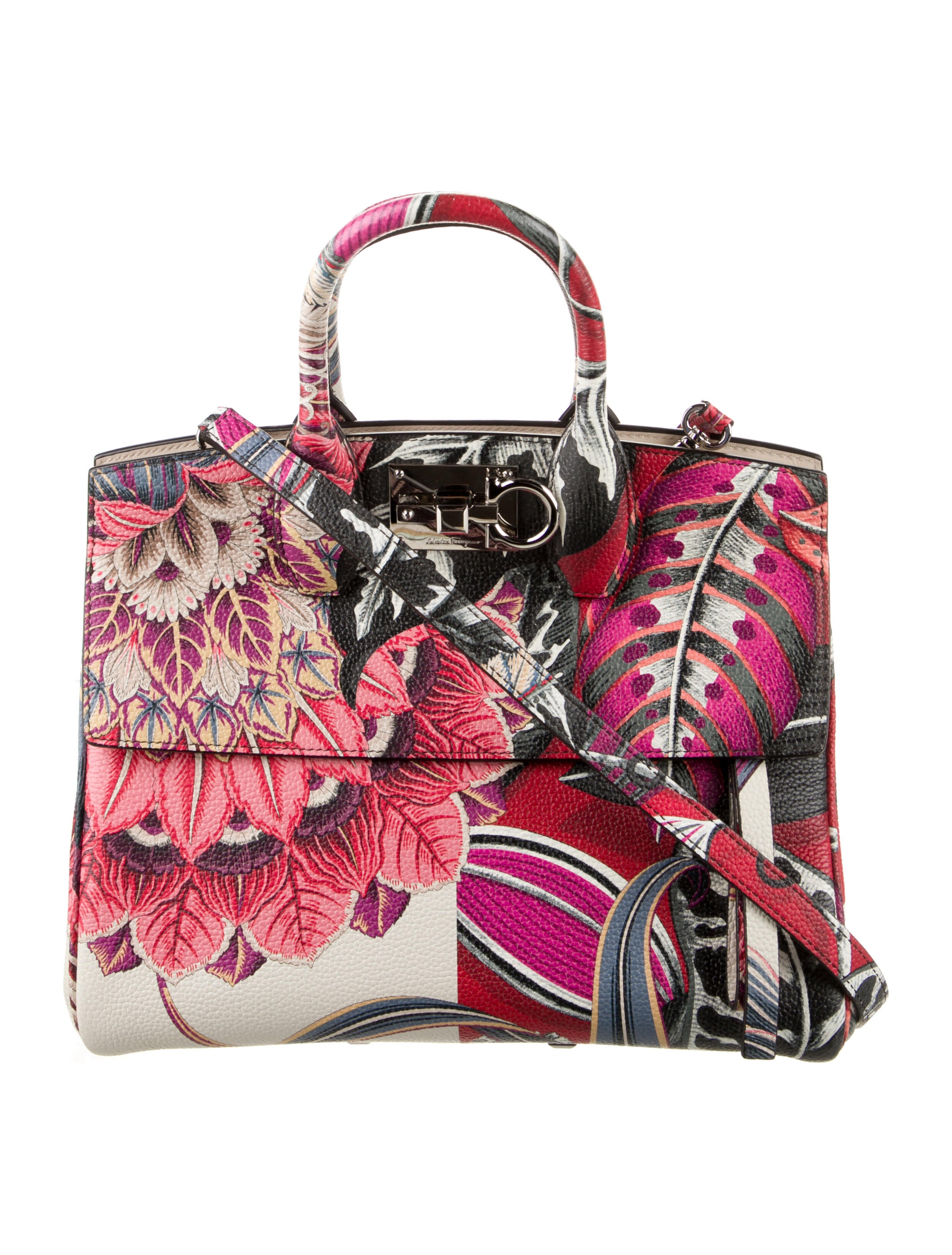 Salvatore Ferragamo Grained Leather Handle Bag Red Handle Bags, Handbags SAL310444 The