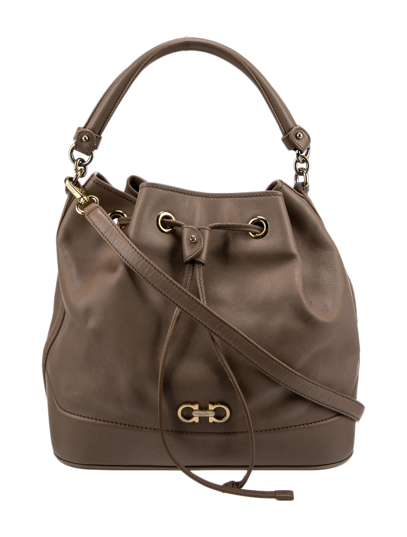 Salvatore Ferragamo Leather Hobo Bag Neutrals Hobos, Handbags