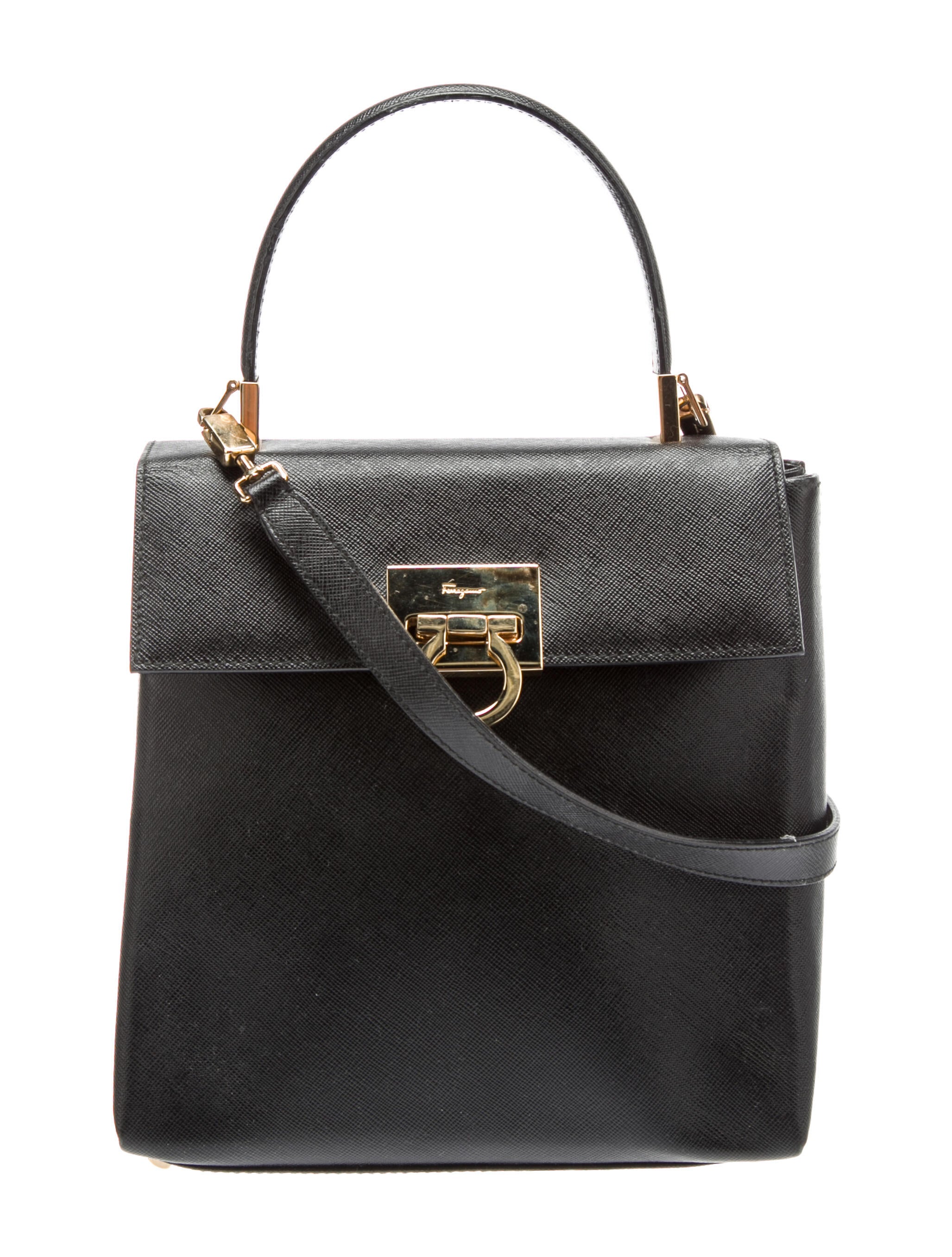 【SALVATORE FERRAGAMO】GANCINI TOP HANDLE BAG Salvatore Ferragamo Gancini Kelly Top Handle Leather Bag