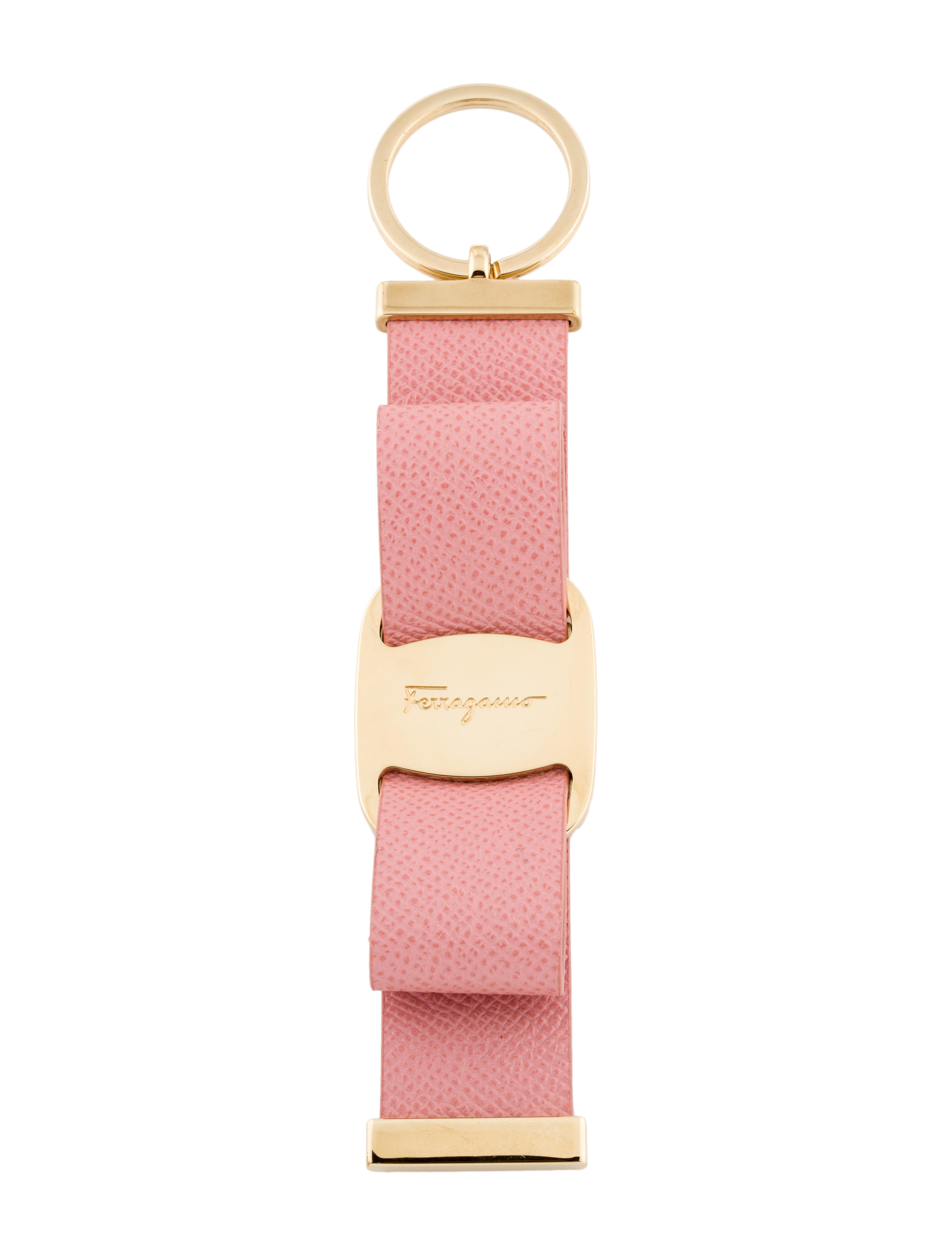 Salvatore Ferragamo Leather Keychain Pink Keychains, Accessories