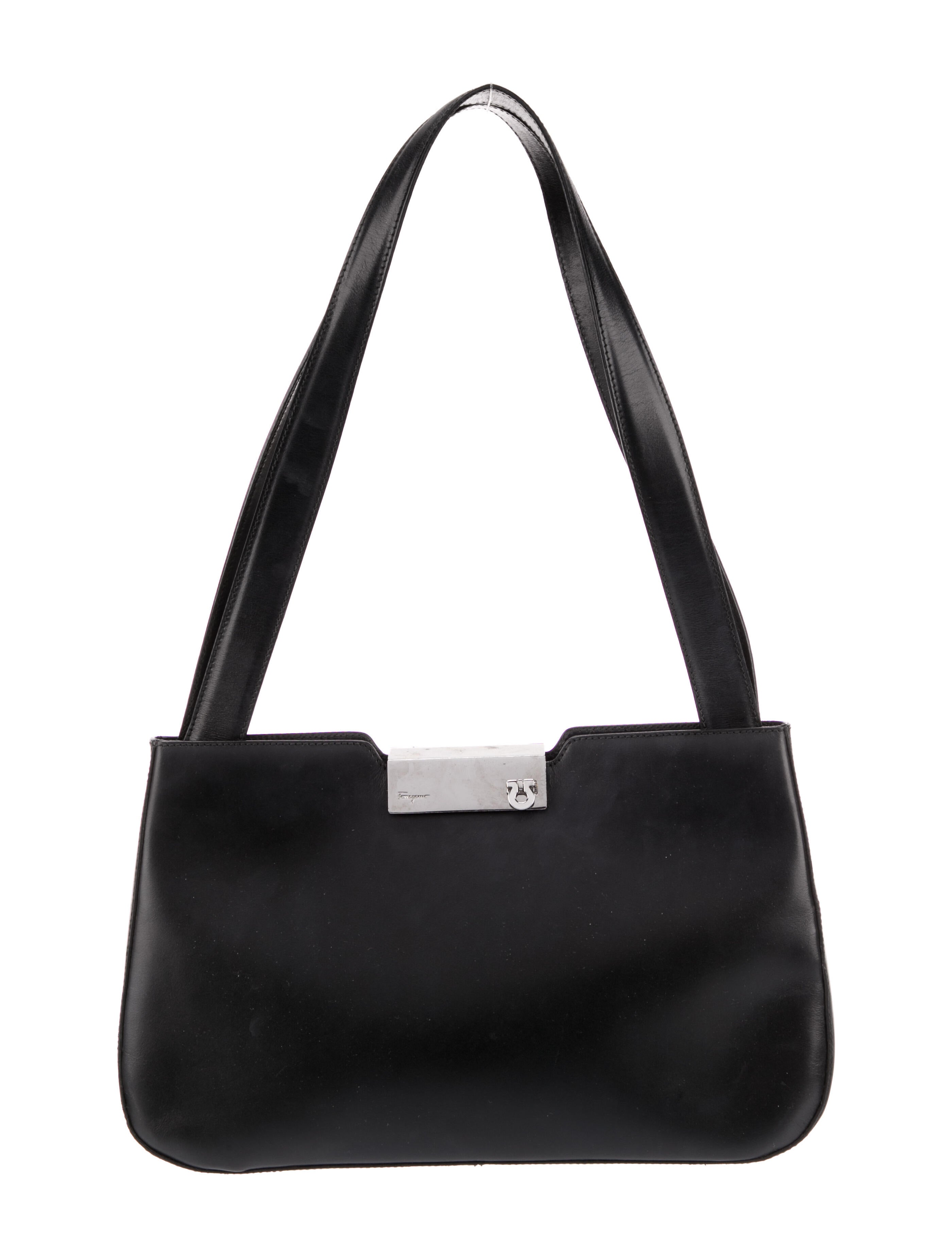 Salvatore Ferragamo Leather Shoulder Bag Black Shoulder Bags