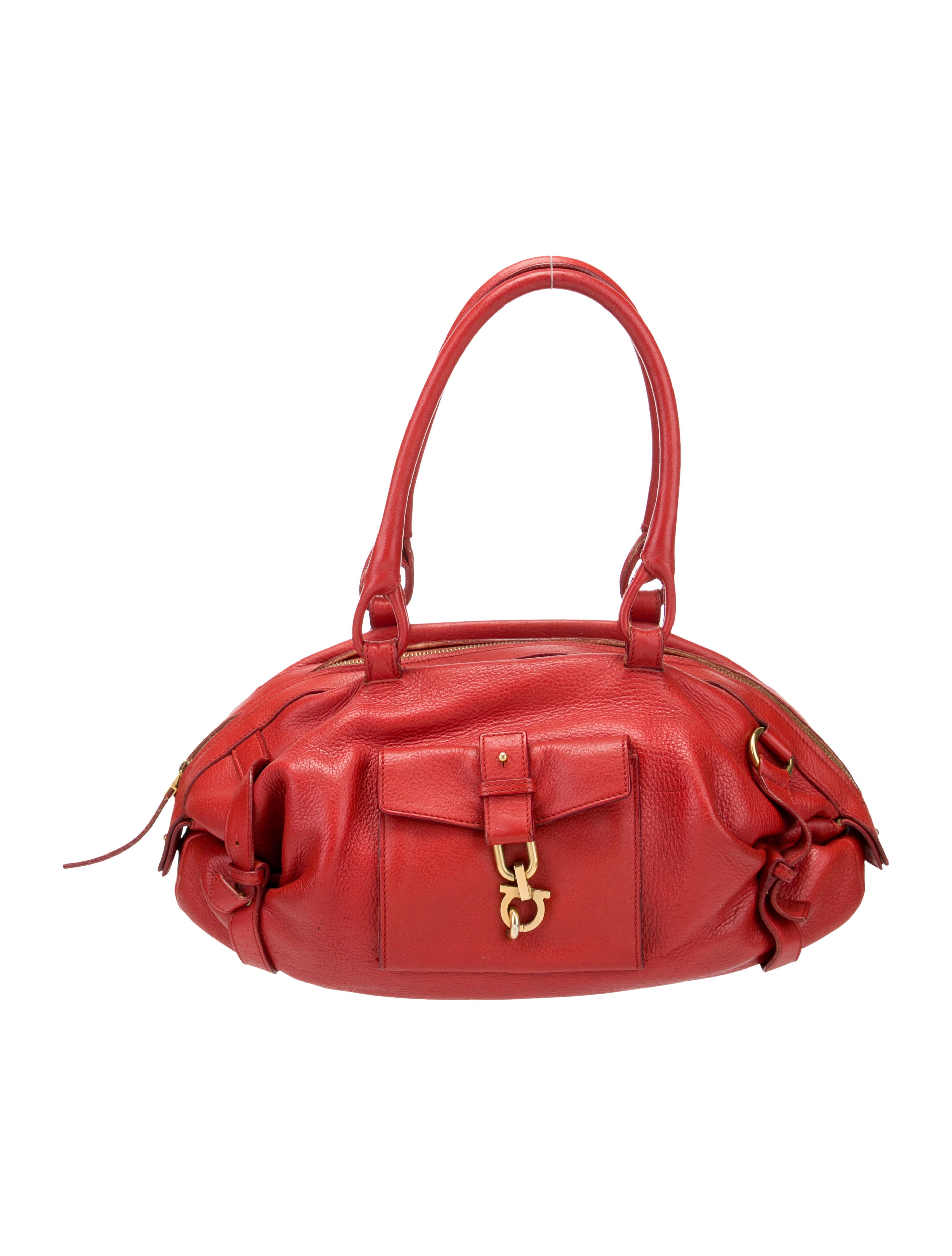 Salvatore Ferragamo Leather Shoulder Bag Red Shoulder Bags, Handbags SAL327207 The RealReal