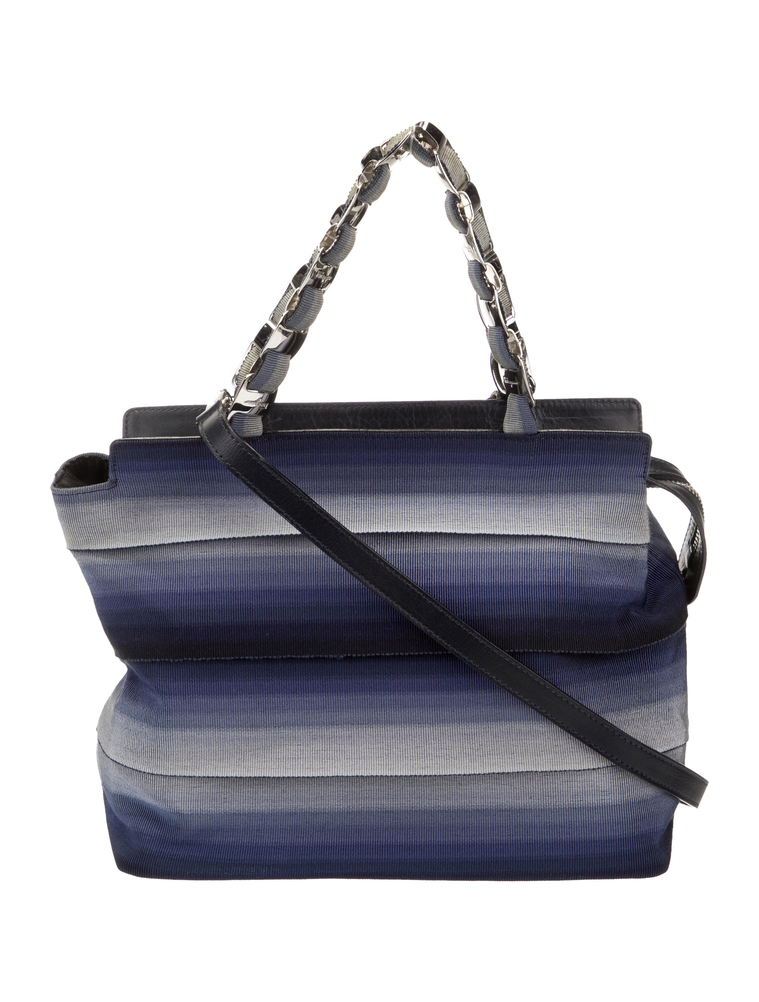 Salvatore Ferragamo Fabric LeatherTrimmed Handle Bag Handle Bags