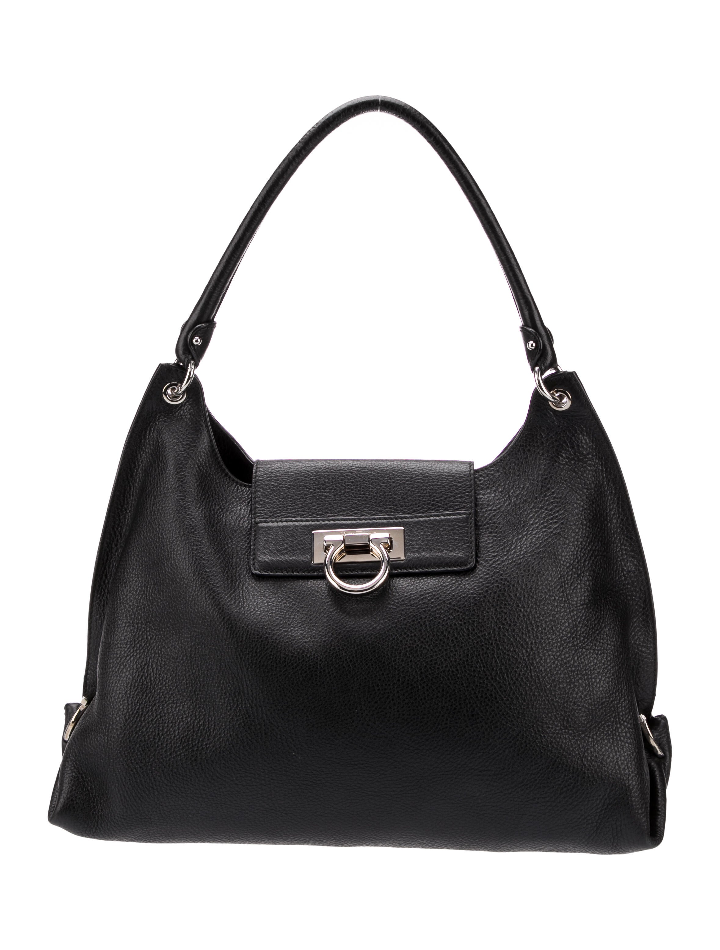 Salvatore Ferragamo Leather Shoulder Bag Black Shoulder Bags