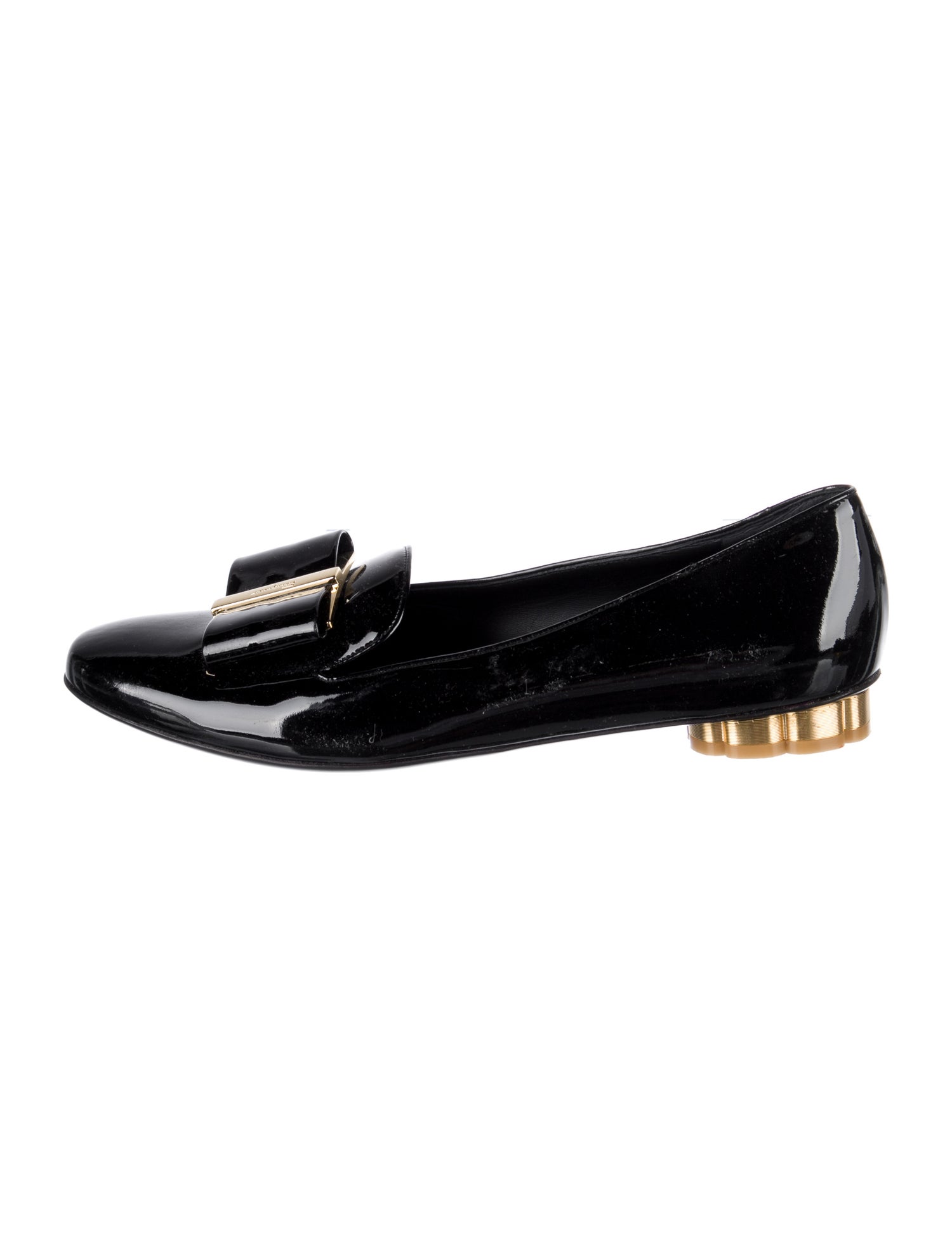 Valentino Patent Leather Grosgrain Trim Loafers Black Flats, Shoes