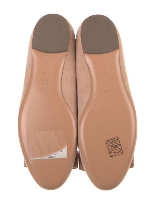 Salvatore Ferragamo Suede Bow Accents Ballet Flats