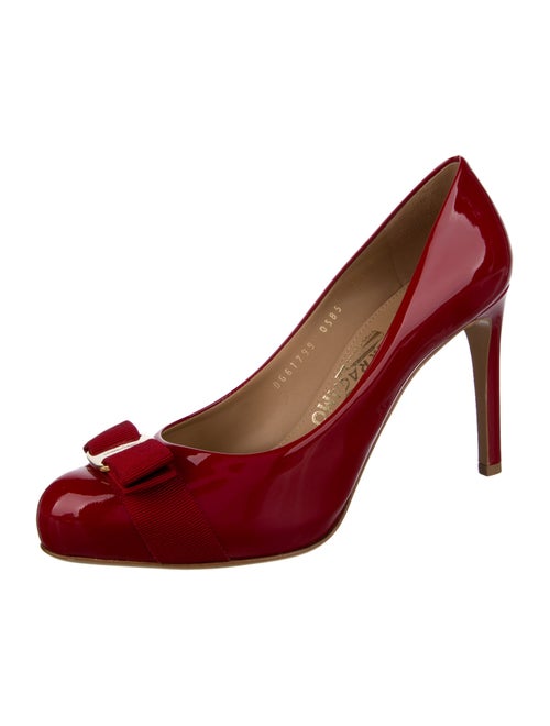 Salvatore Ferragamo Patent Leather Bow Accents Pumps