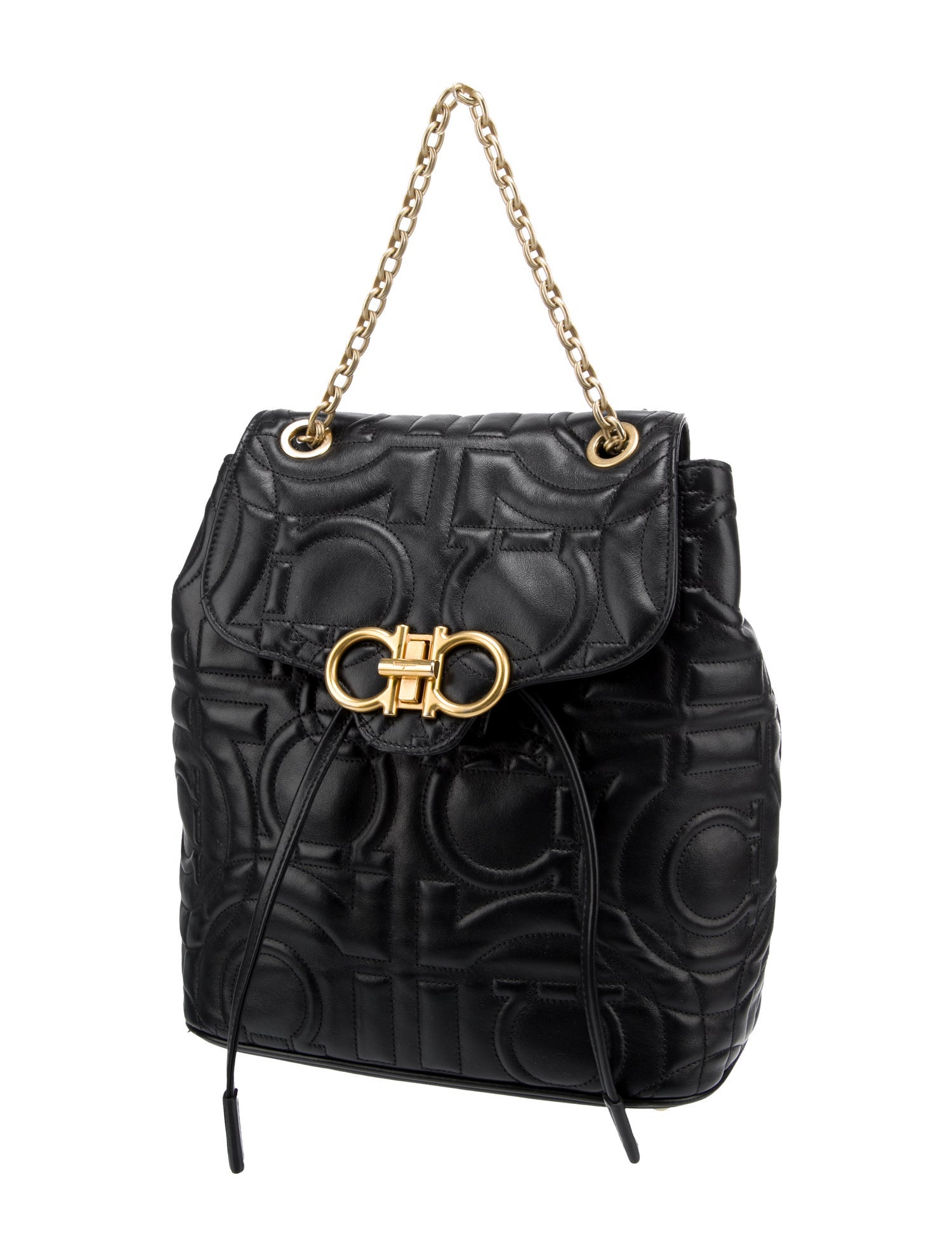 Salvatore Ferragamo Leather Quilted Backpack Black Backpacks