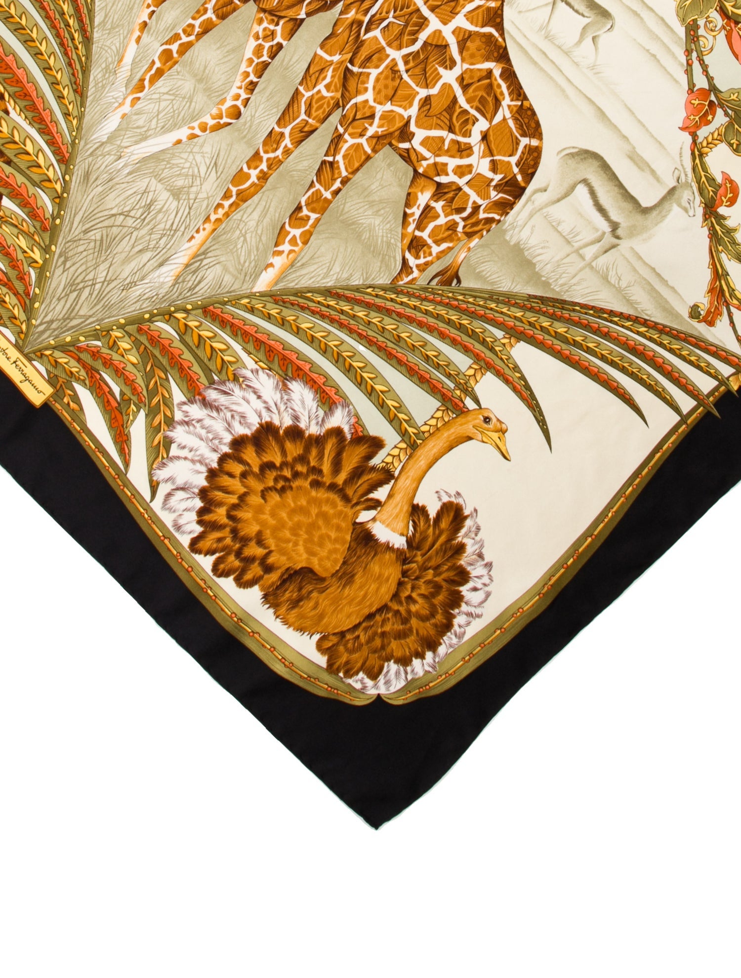 Salvatore Ferragamo Silk Printed Scarf - Brown Scarves and Shawls