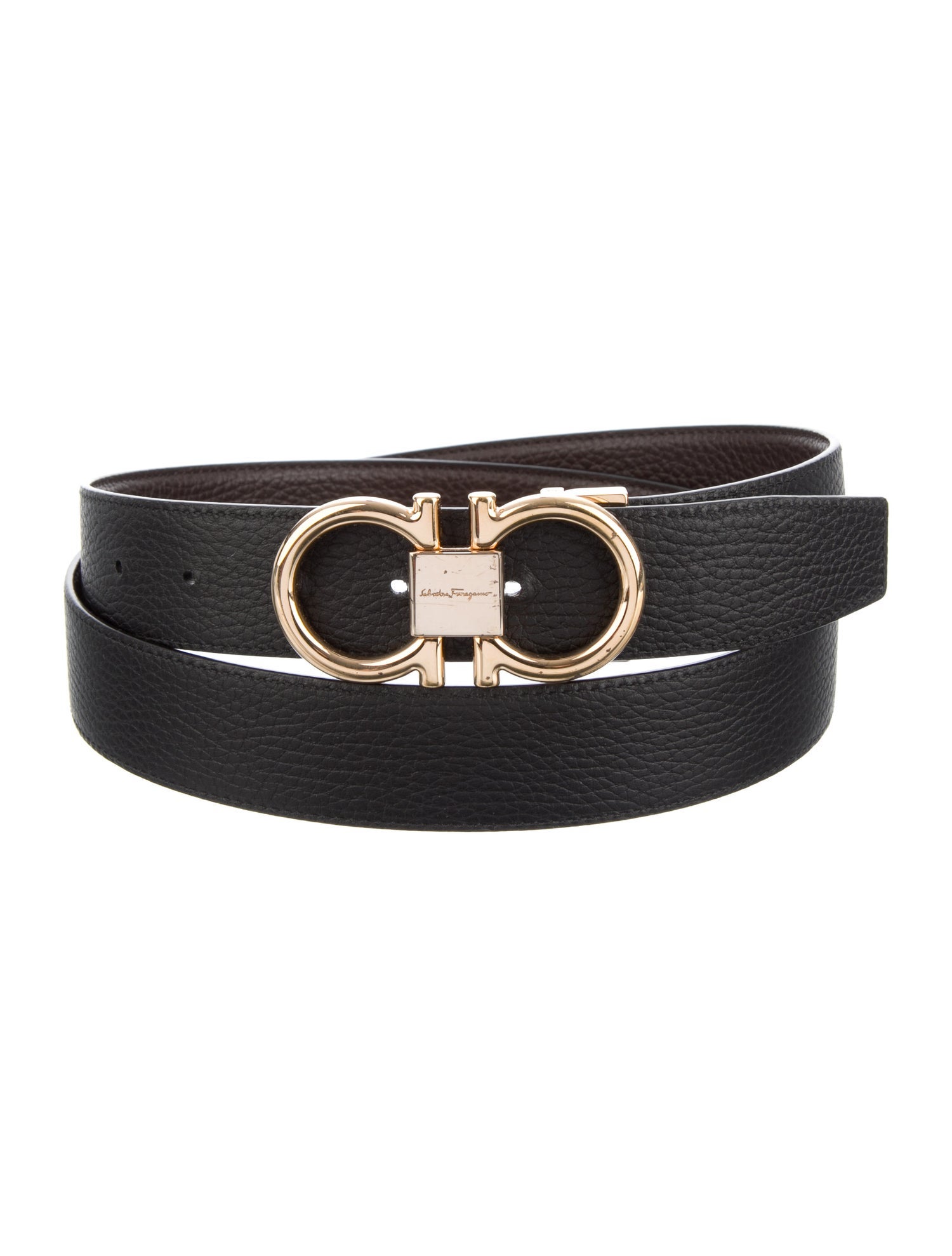salvatore ferragamo logo buckle reversible leather belt