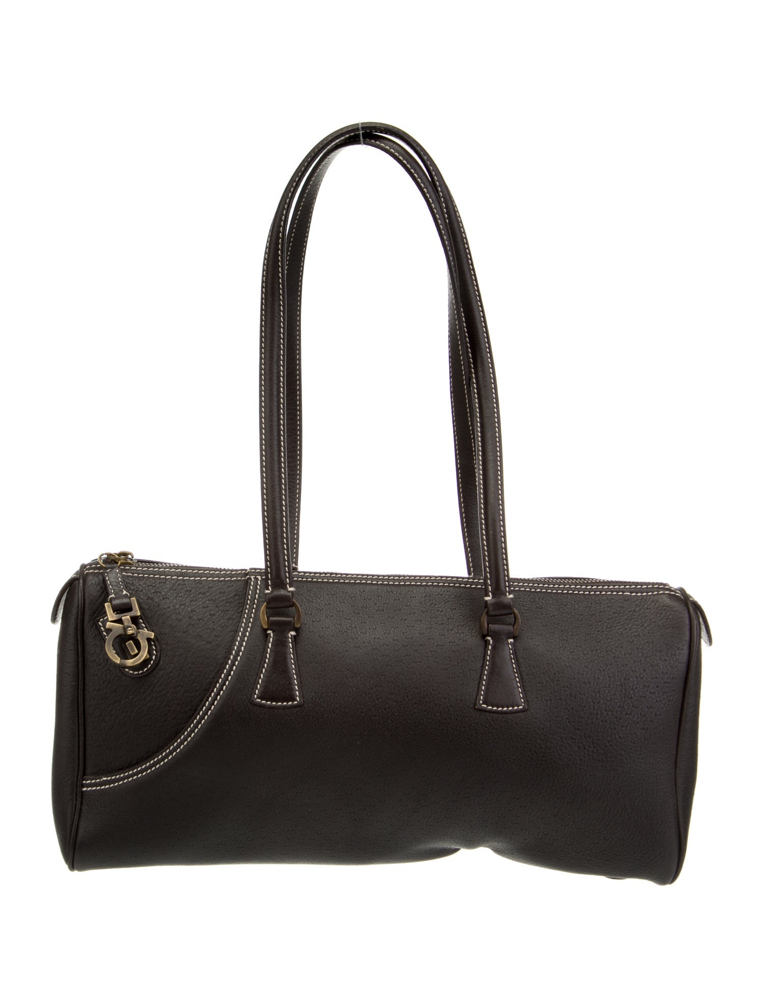 Salvatore Ferragamo Leather Shoulder Bag Black Shoulder Bags