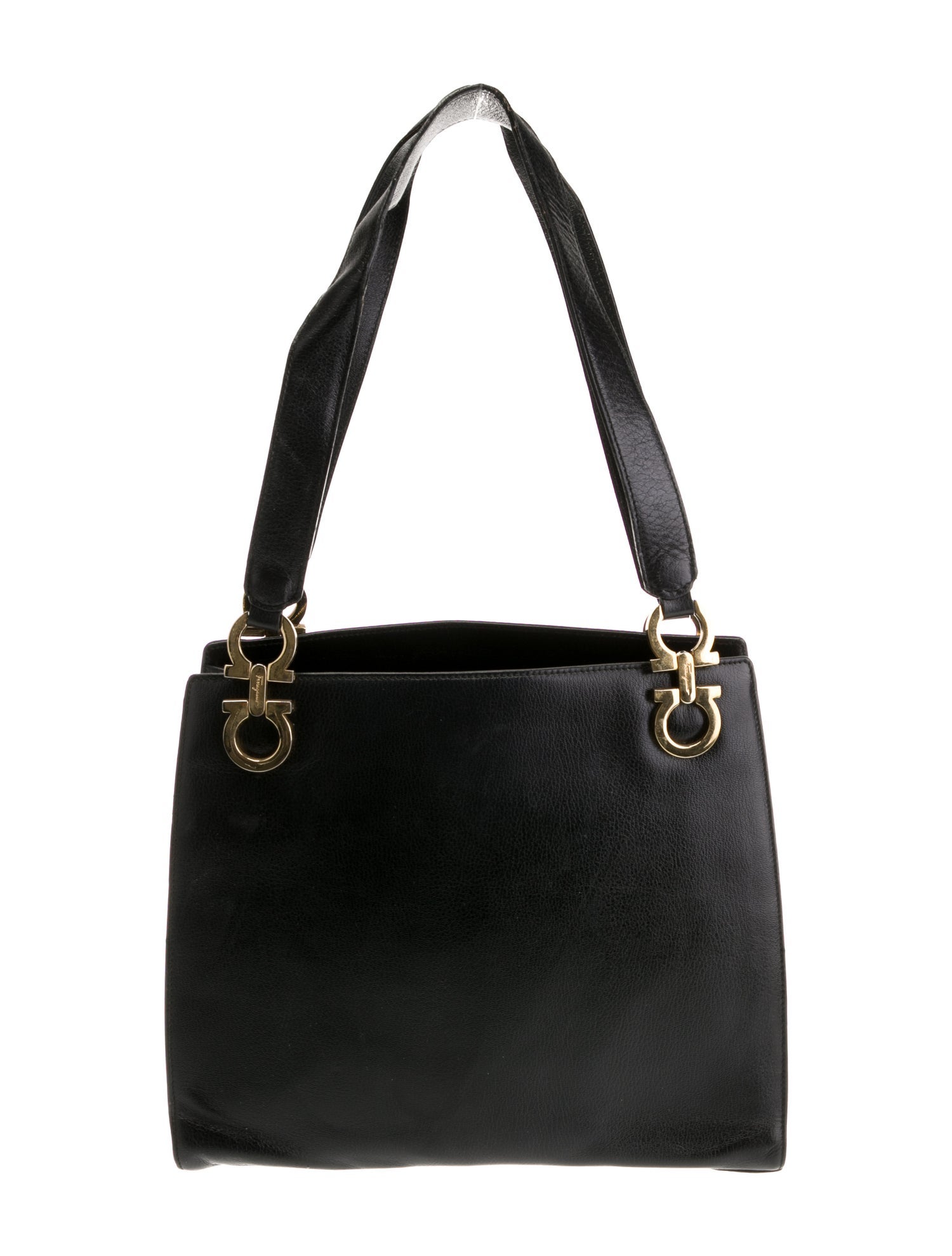 Salvatore Ferragamo Leather Shoulder Bag Black Shoulder Bags