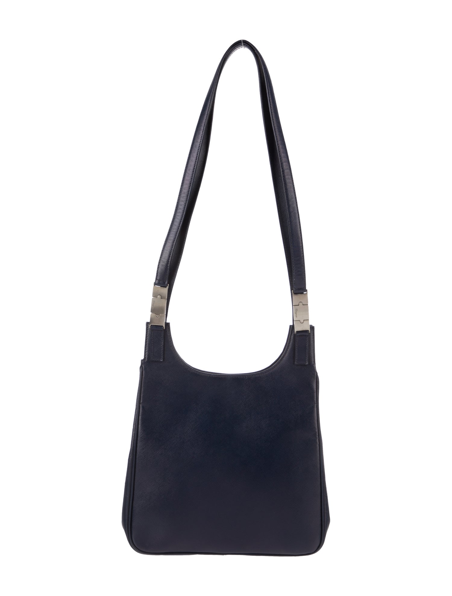 Salvatore Ferragamo Saffiano Leather Shoulder Bag Blue Shoulder Bags