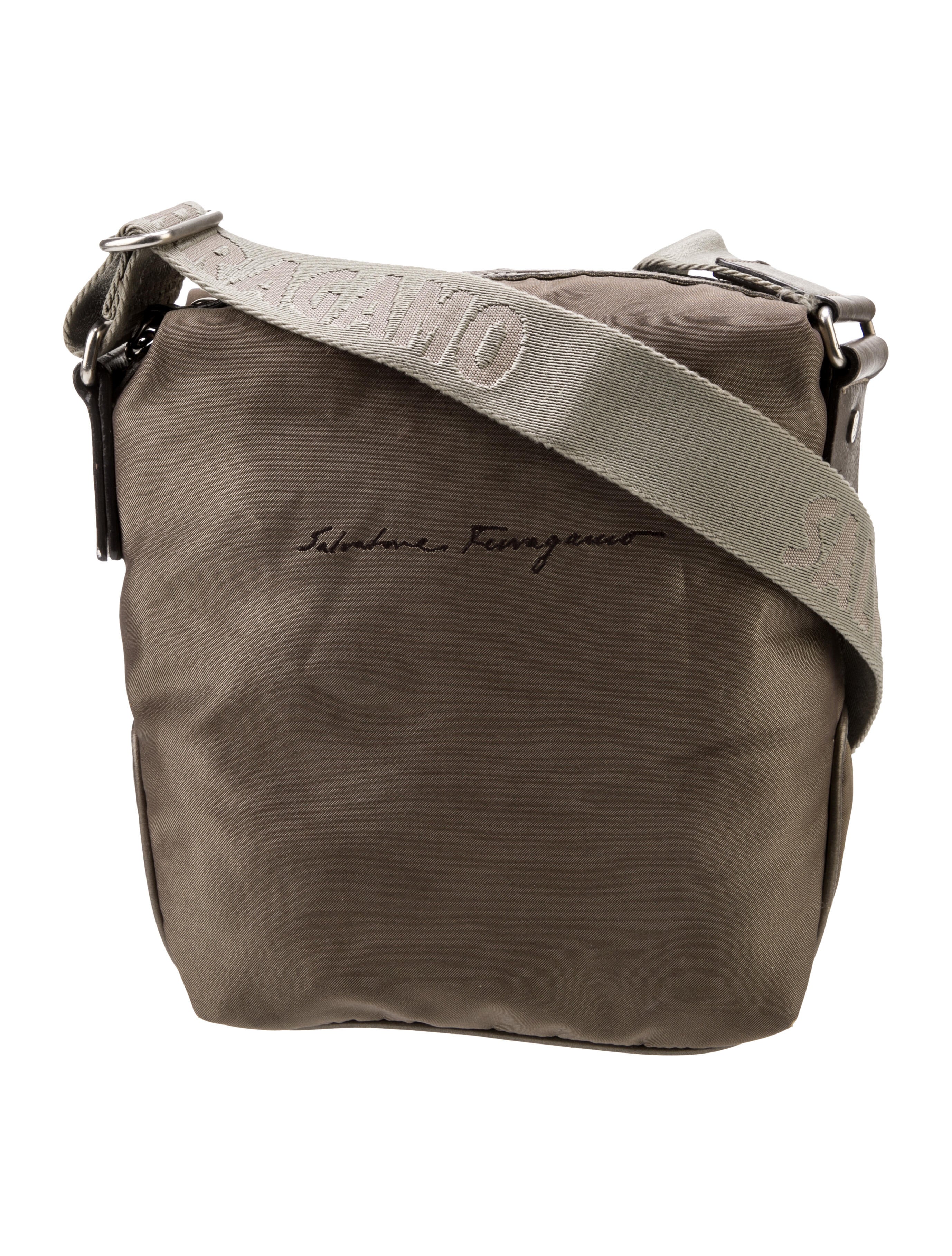 Salvatore Ferragamo Canvas Crossbody Bag Green Crossbody Bags