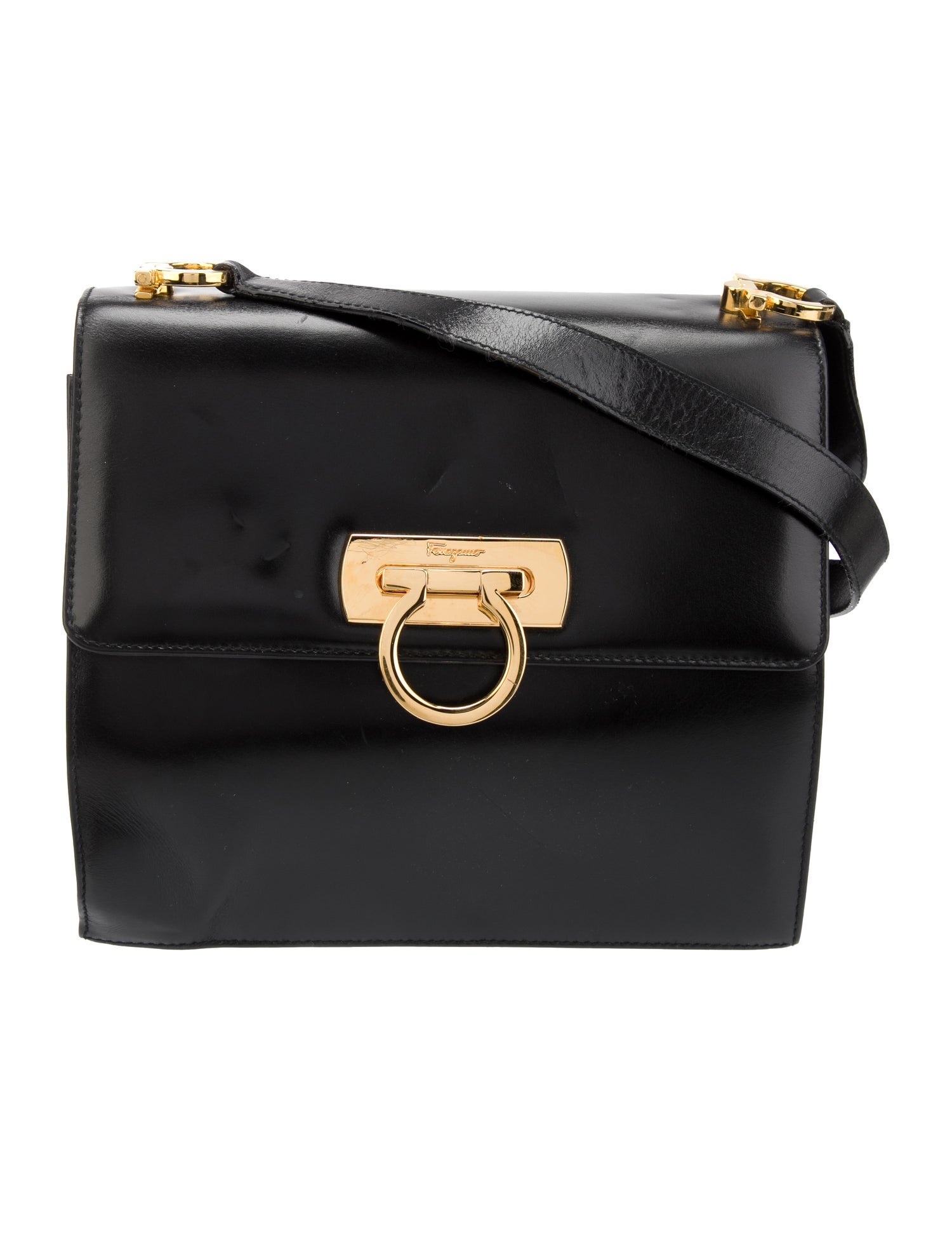 Salvatore Ferragamo Leather Crossbody Bag Black Crossbody Bags, Handbags SAL346602 The