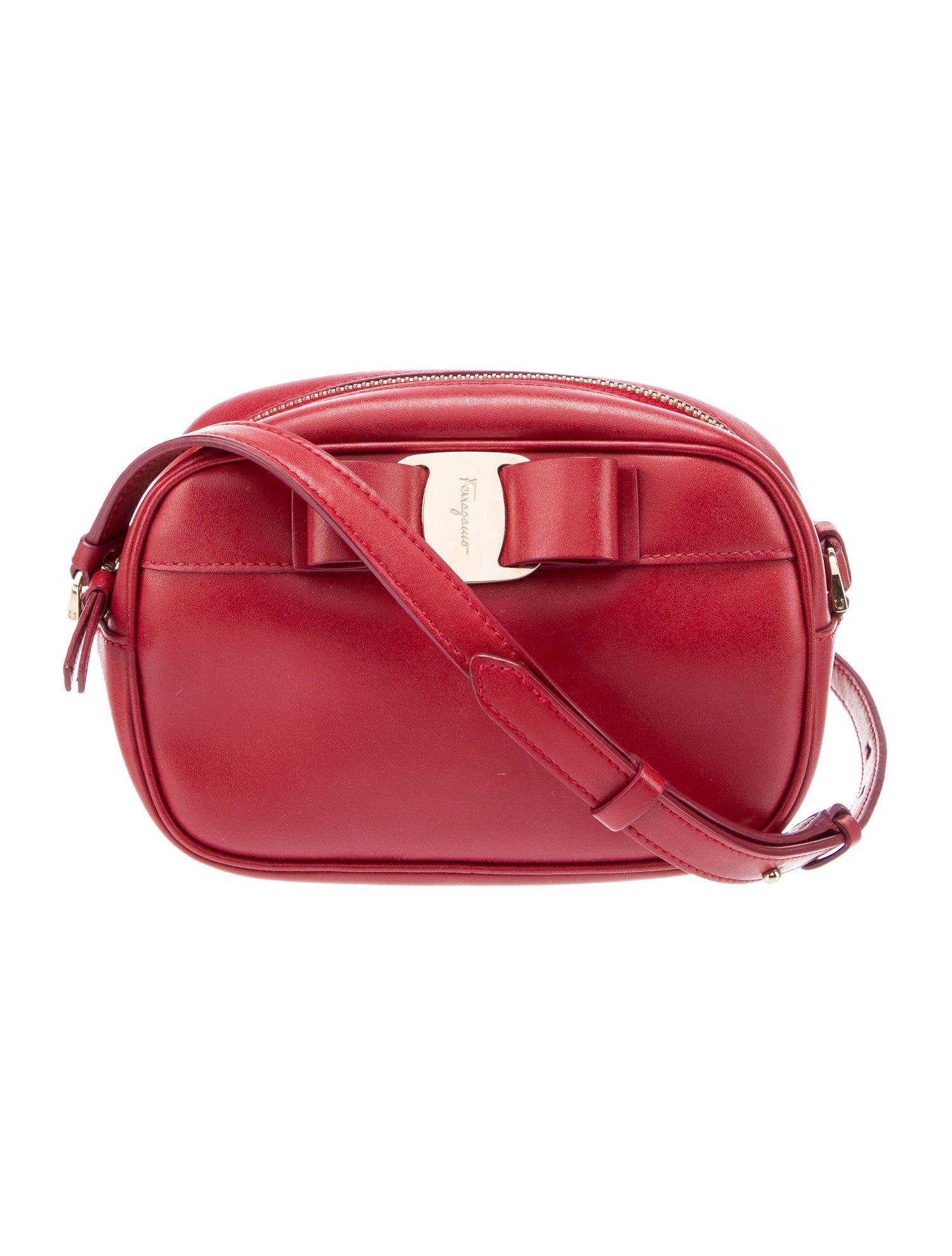 Salvatore Ferragamo Leather Crossbody Bag Red Crossbody Bags