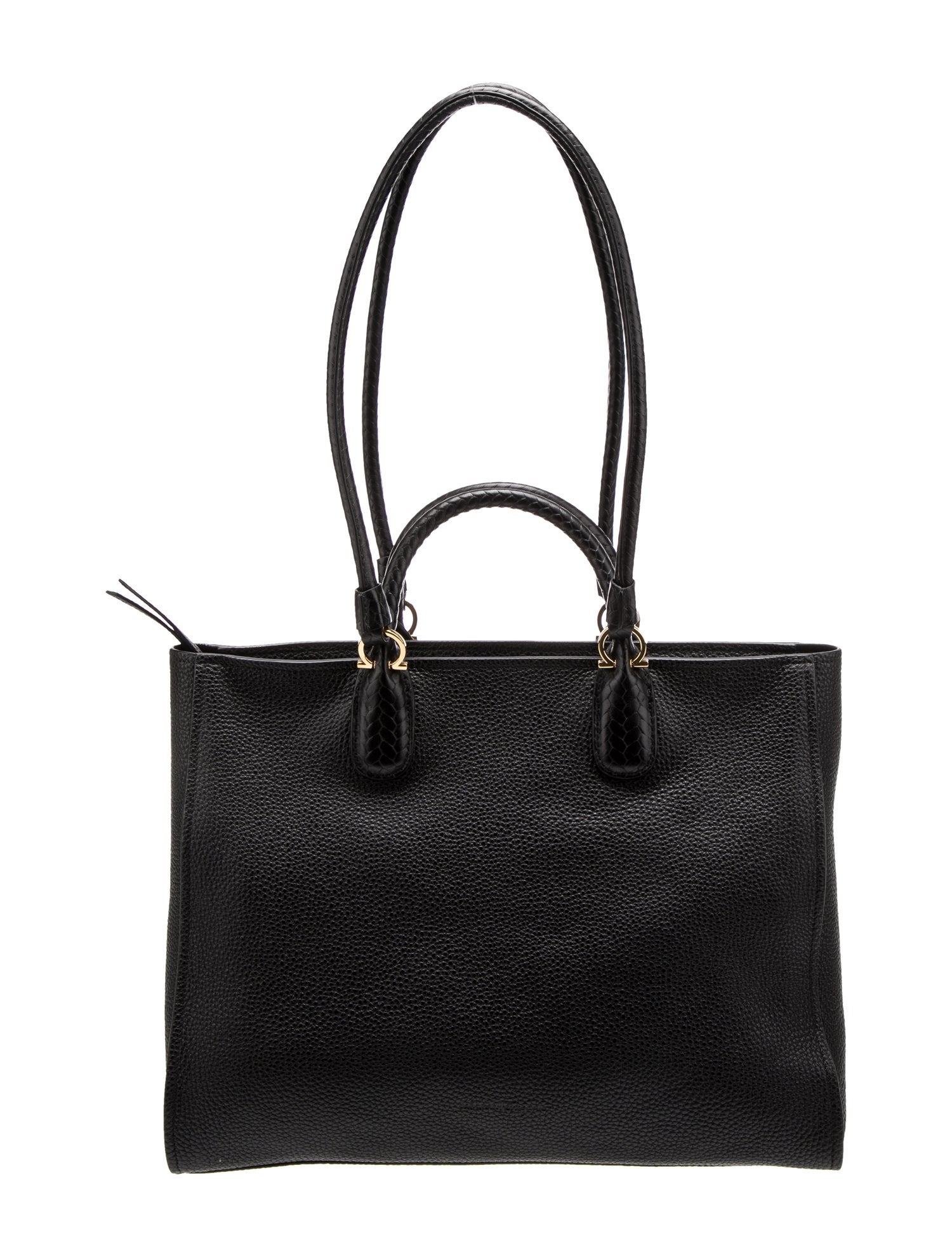 Salvatore Ferragamo Large Leather Shoulder Bag Black Shoulder Bags