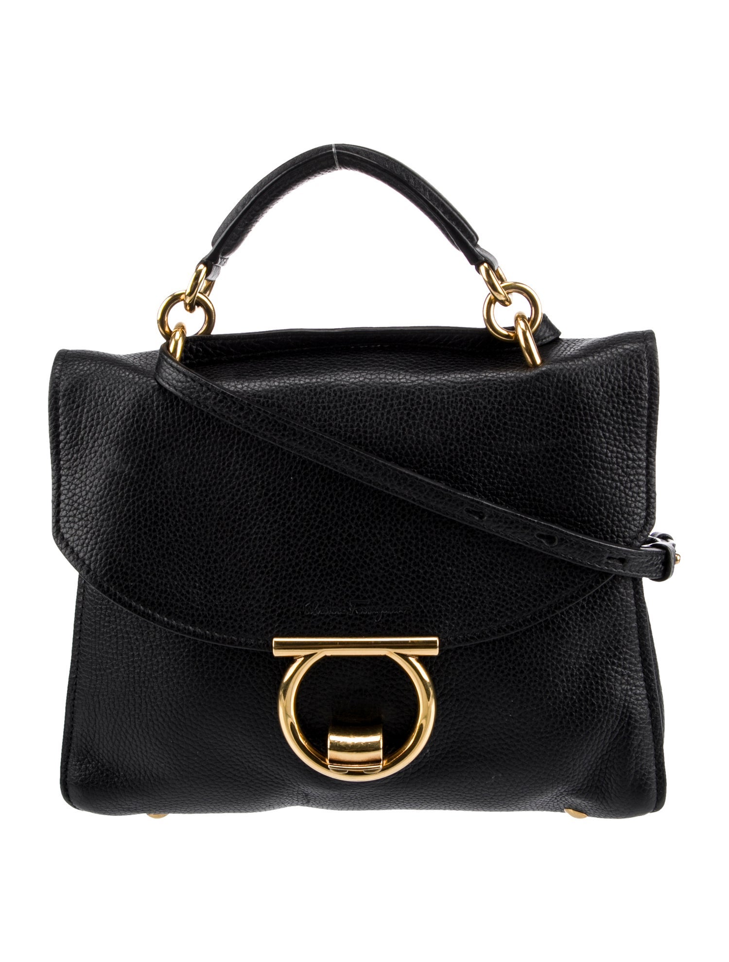 Salvatore Ferragamo Leather Margot Handle Bag - Black Handle