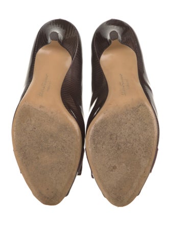 Salvatore Ferragamo Patent Leather Bow Accents Pumps