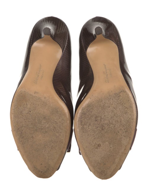 Salvatore Ferragamo Patent Leather Bow Accents Pumps