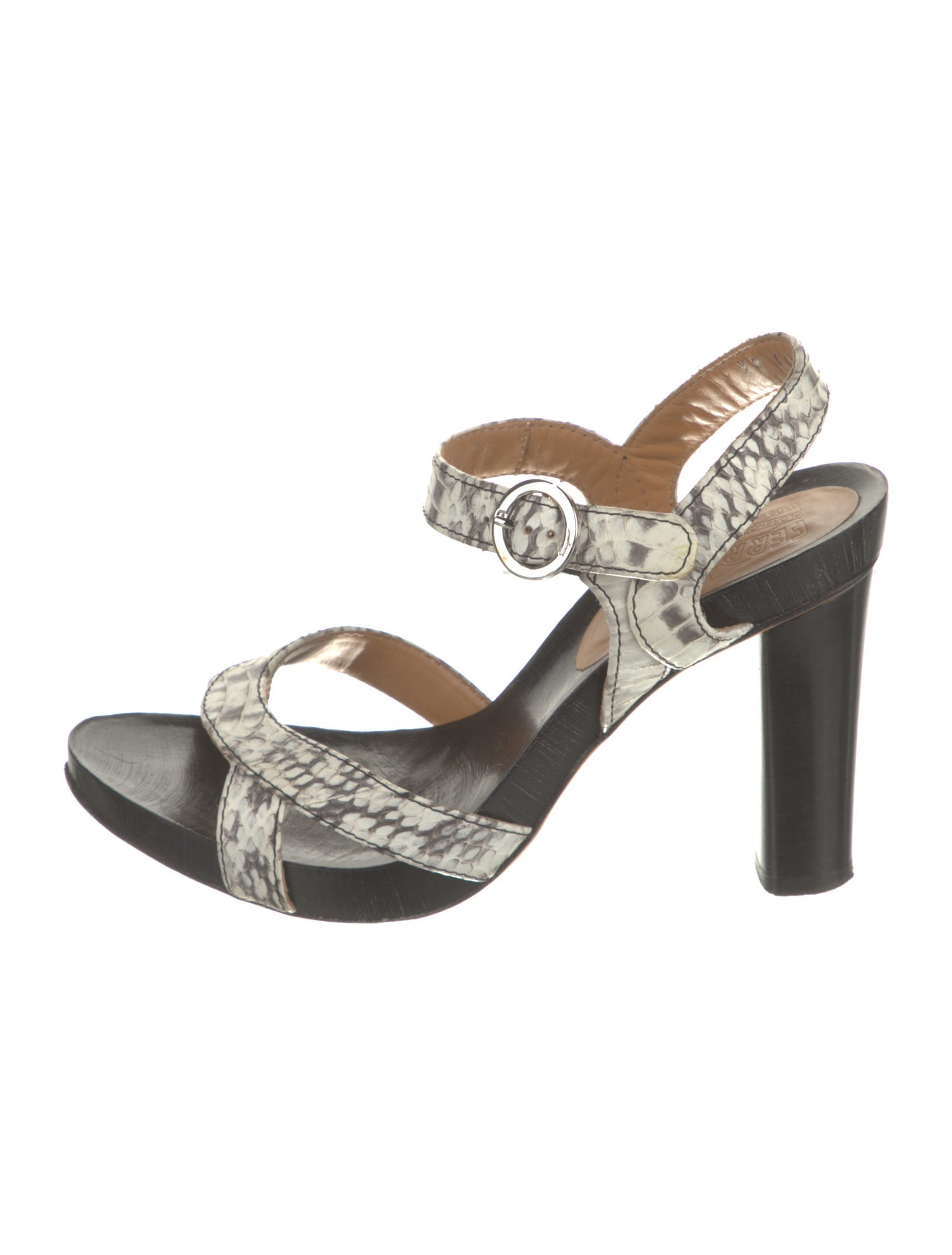Salvatore Ferragamo Python Animal Print Slingback Sandals
