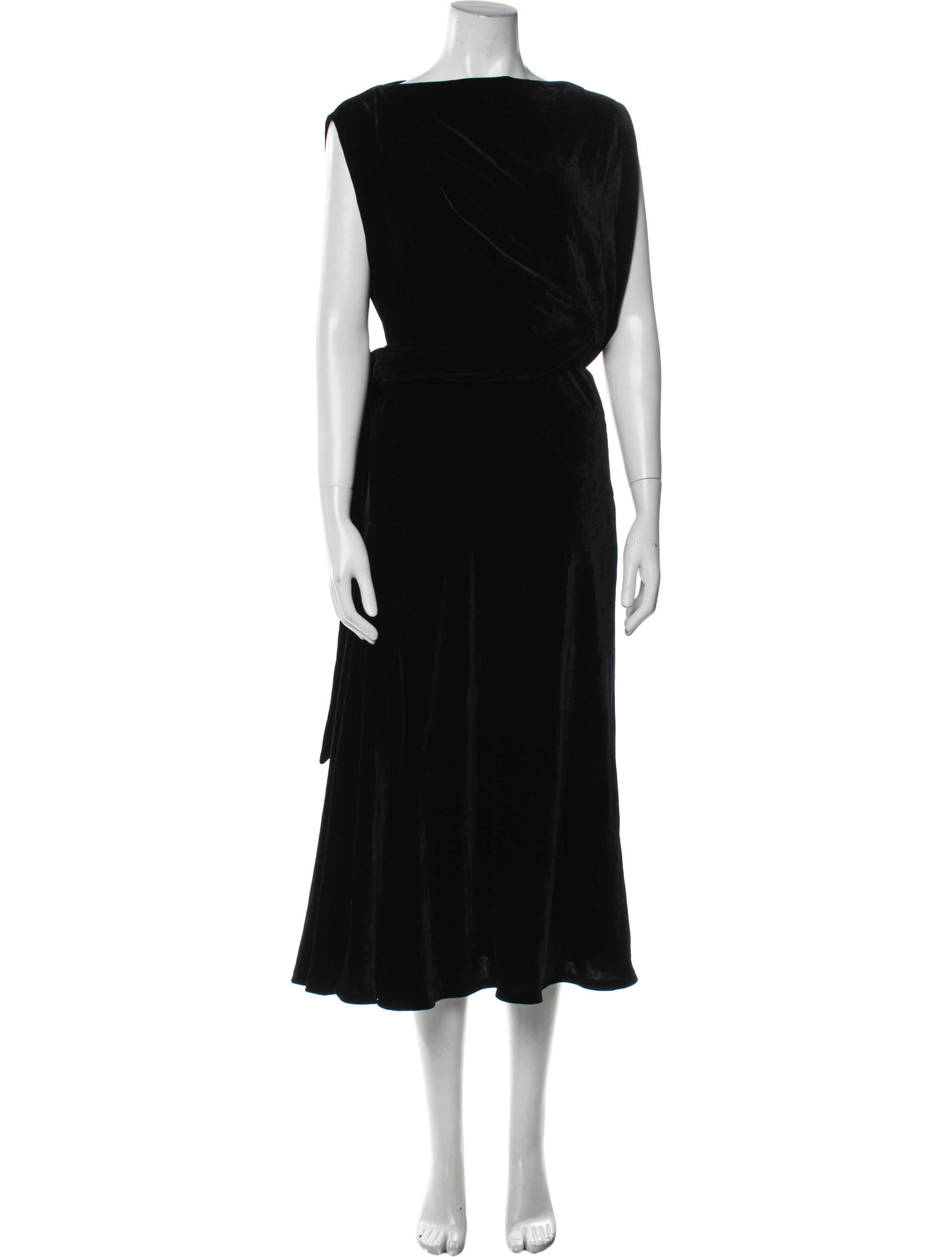 Salvatore Ferragamo 1990s full length black knit backless evening dress