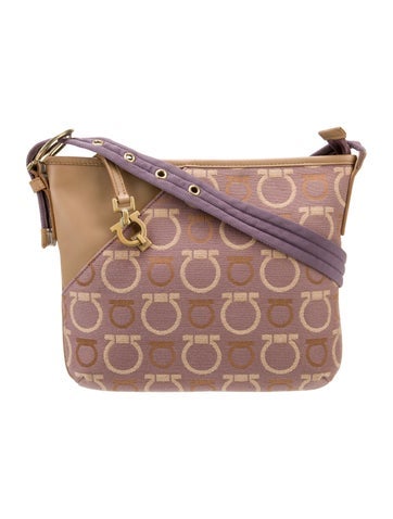 Salvatore Ferragamo Shoulder Bags Leather Trim Canvas Crossbody Bag