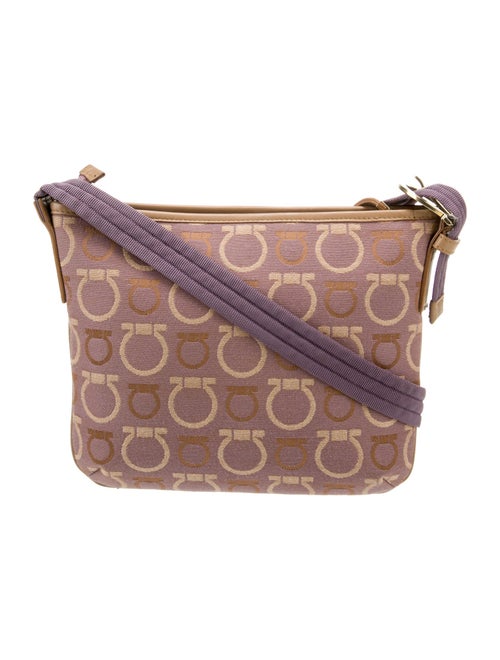 Salvatore Ferragamo Leather Trim Canvas Crossbody Bag