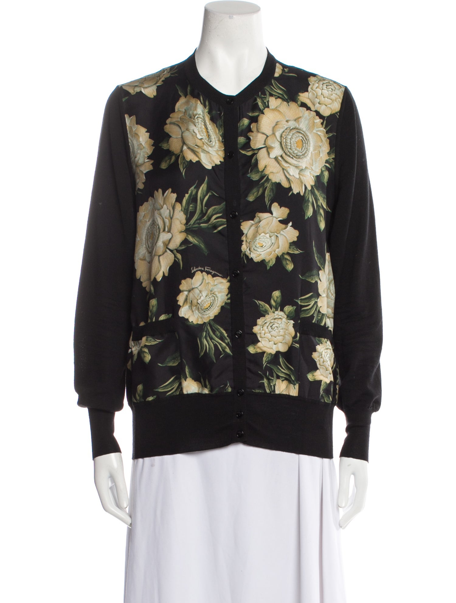 Salvatore Ferragamo Virgin Wool Floral Print Sweater