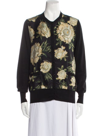 Salvatore Ferragamo Virgin Wool Floral Print Sweater