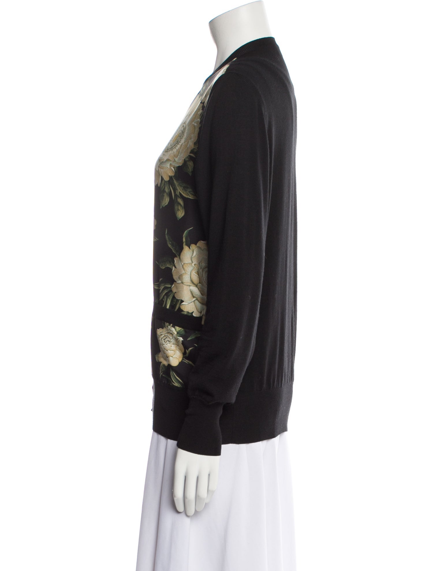 Salvatore Ferragamo Virgin Wool Floral Print Sweater