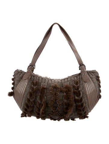 Salvatore Ferragamo Fur & Leather-Trimmed Shoulder Bag