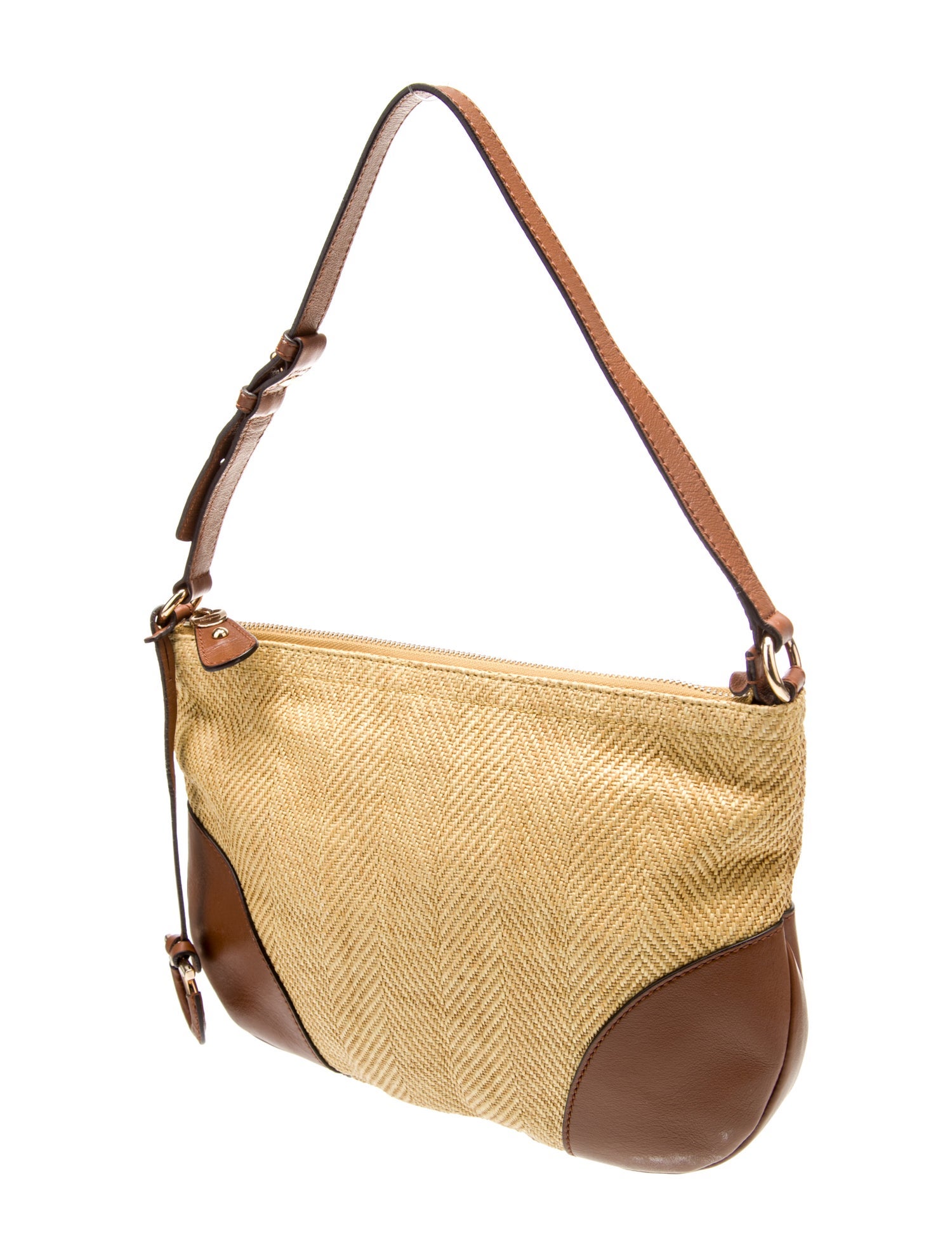 Salvatore Ferragamo Leather-Trimmed Raffia Shoulder Bag - Brown