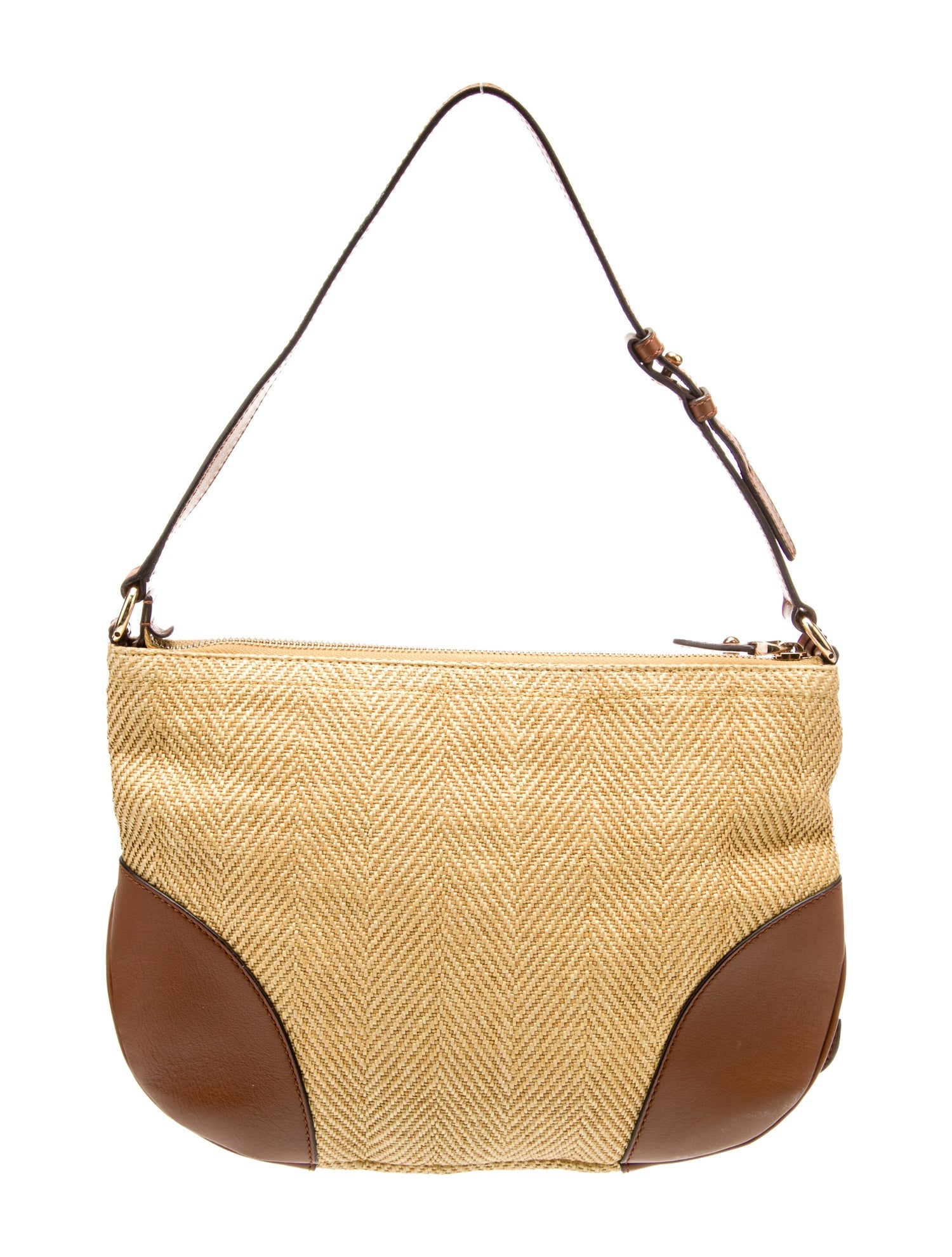 Salvatore Ferragamo Leather-Trimmed Raffia Shoulder Bag - Brown