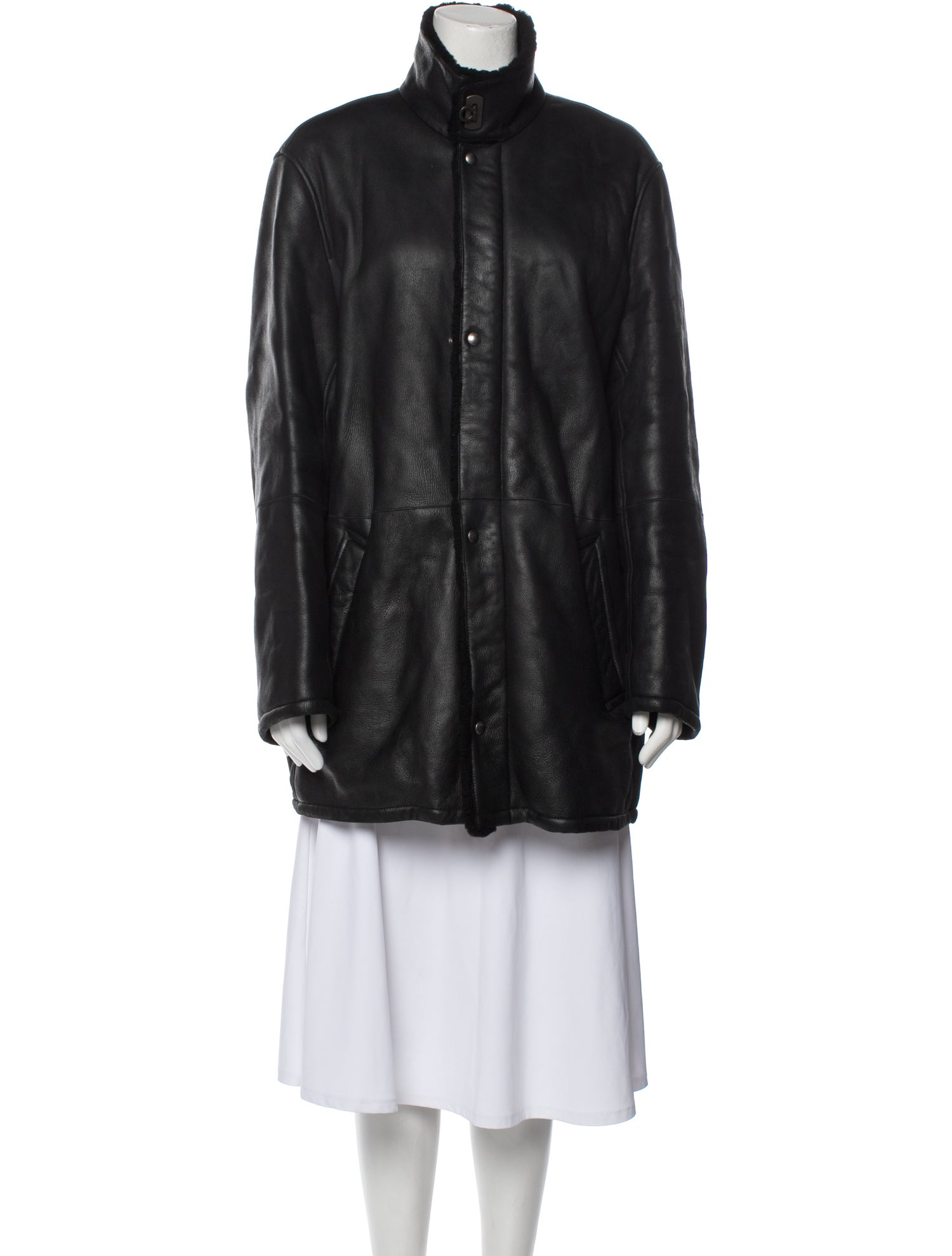 Salvatore Ferragamo Lamb Leather Coat - Black Coats